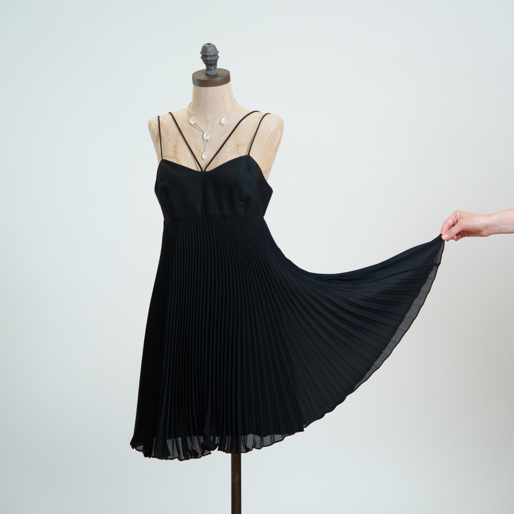 Vintage 80s Black Low Back Babydoll Party Dress - Small