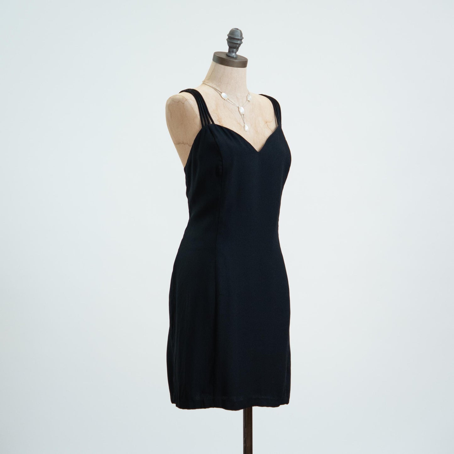 Vintage 90s Black Strappy Low Back Party Dress - Extra Large
