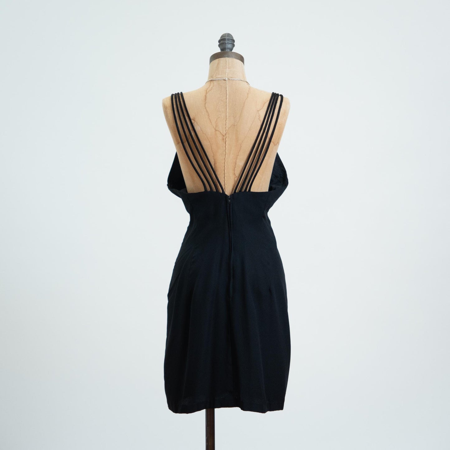 Vintage 90s Black Strappy Low Back Party Dress - Extra Large