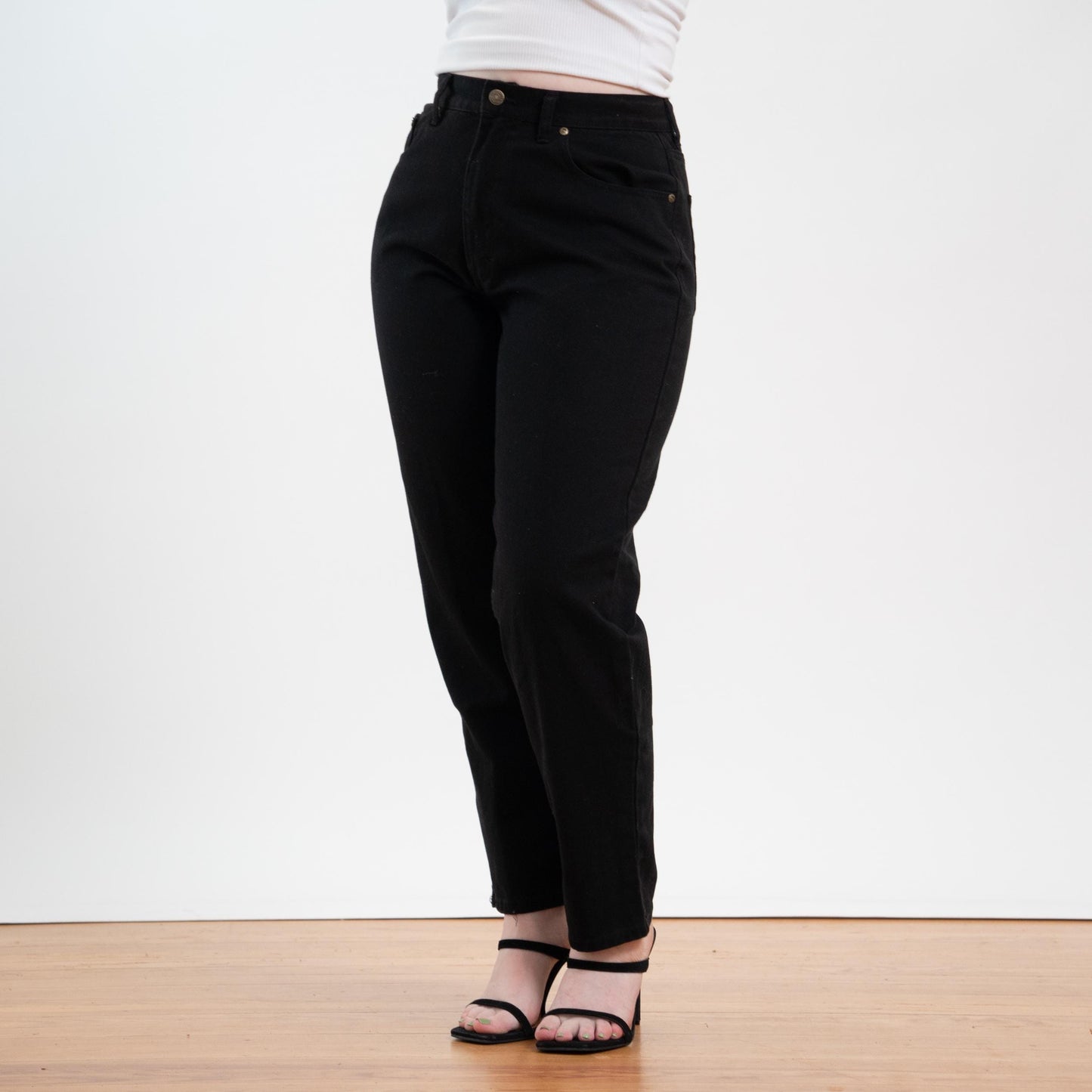 Vintage Y2K Jet Black High Waisted Jeans - Size 12 Petite, 30" Waist