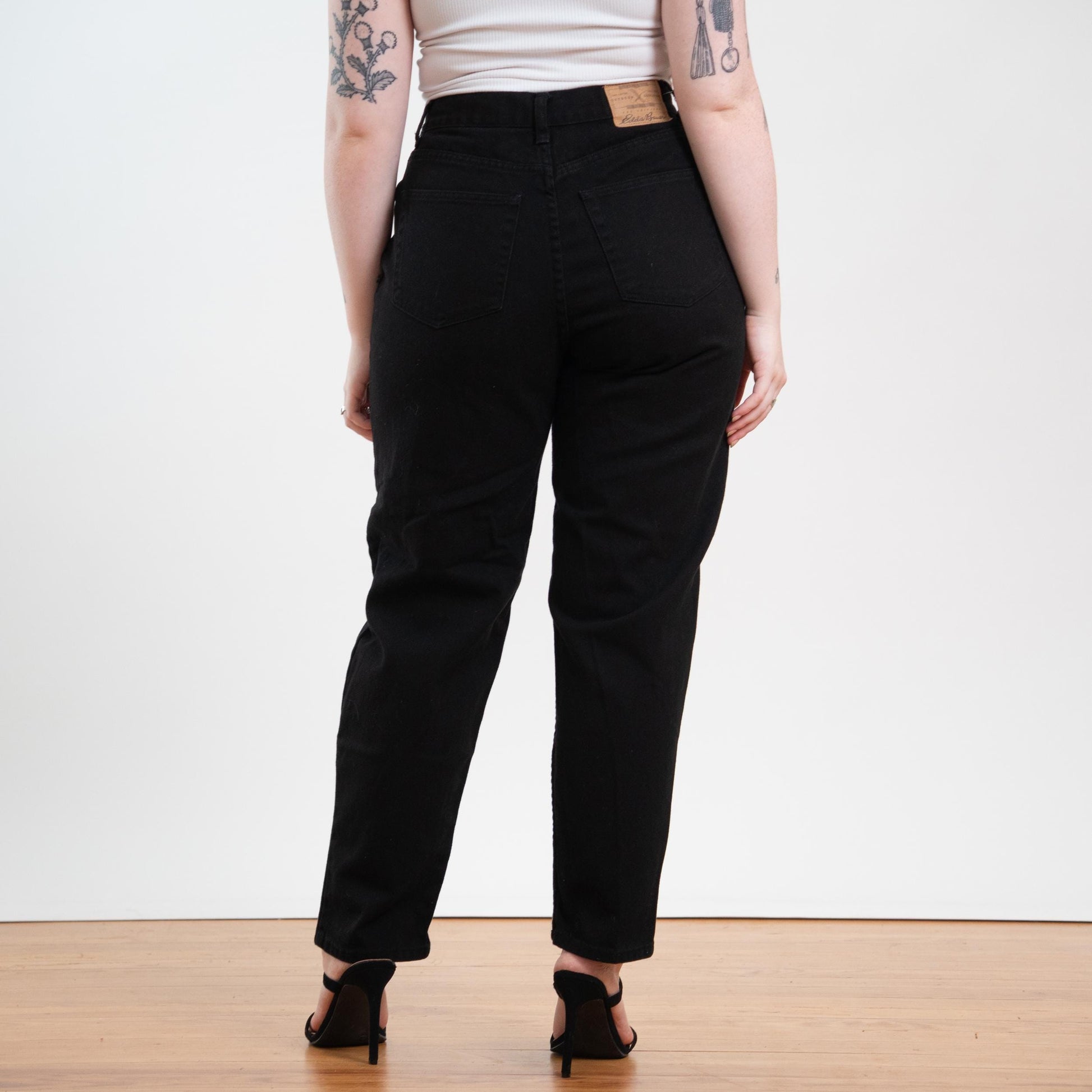 Vintage Y2K Jet Black High Waisted Jeans - Size 12 Petite, 30" Waist