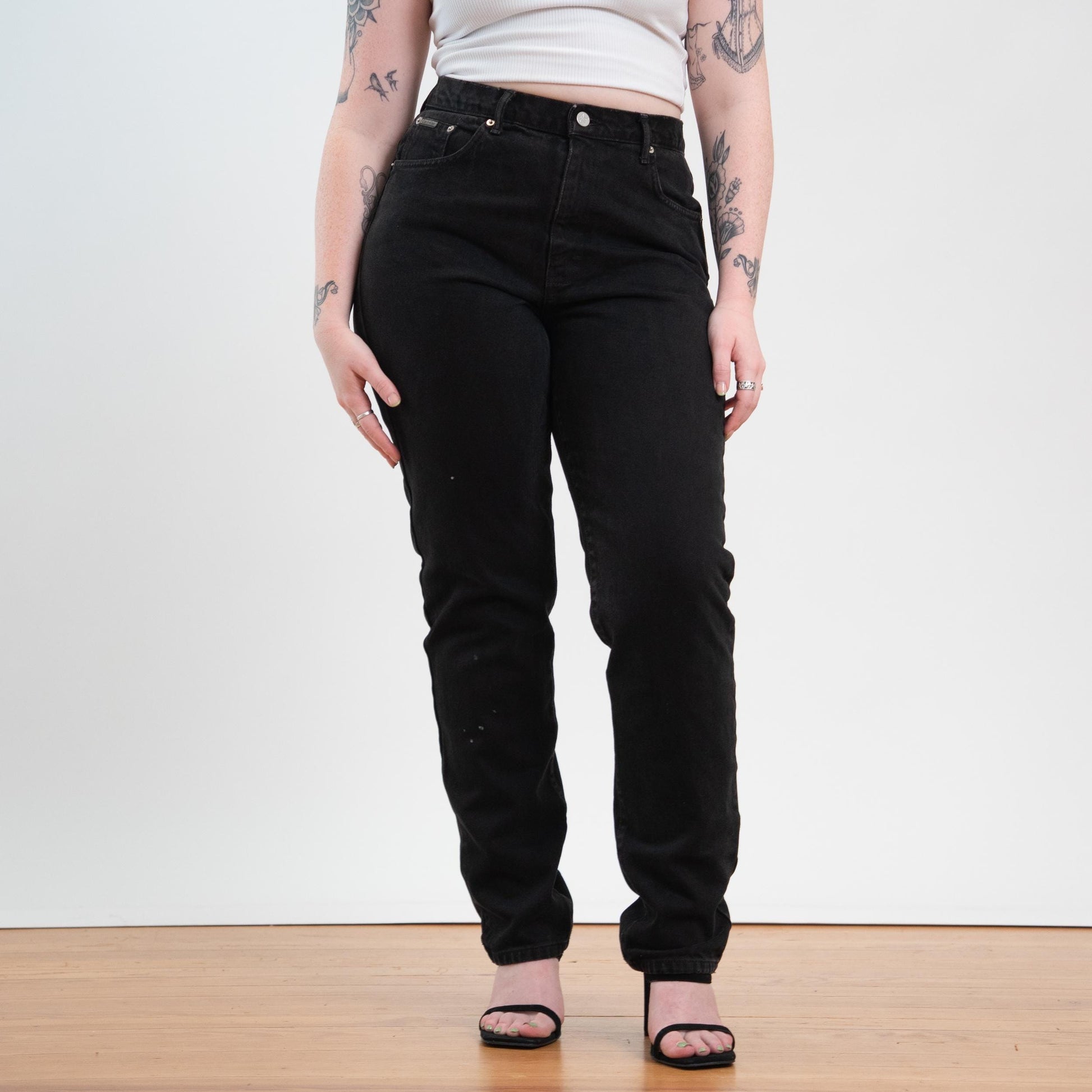 Vintage Y2K Calvin Klein Black High Waisted Jeans - Size 12, 32" Waist
