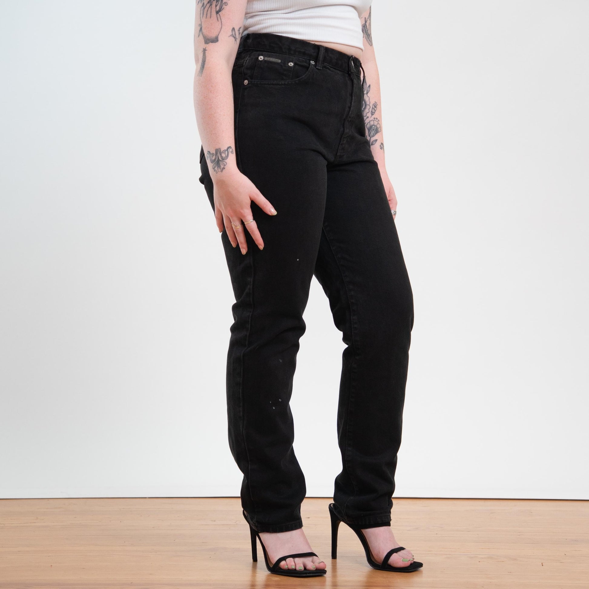Vintage Y2K Calvin Klein Black High Waisted Jeans - Size 12, 32" Waist