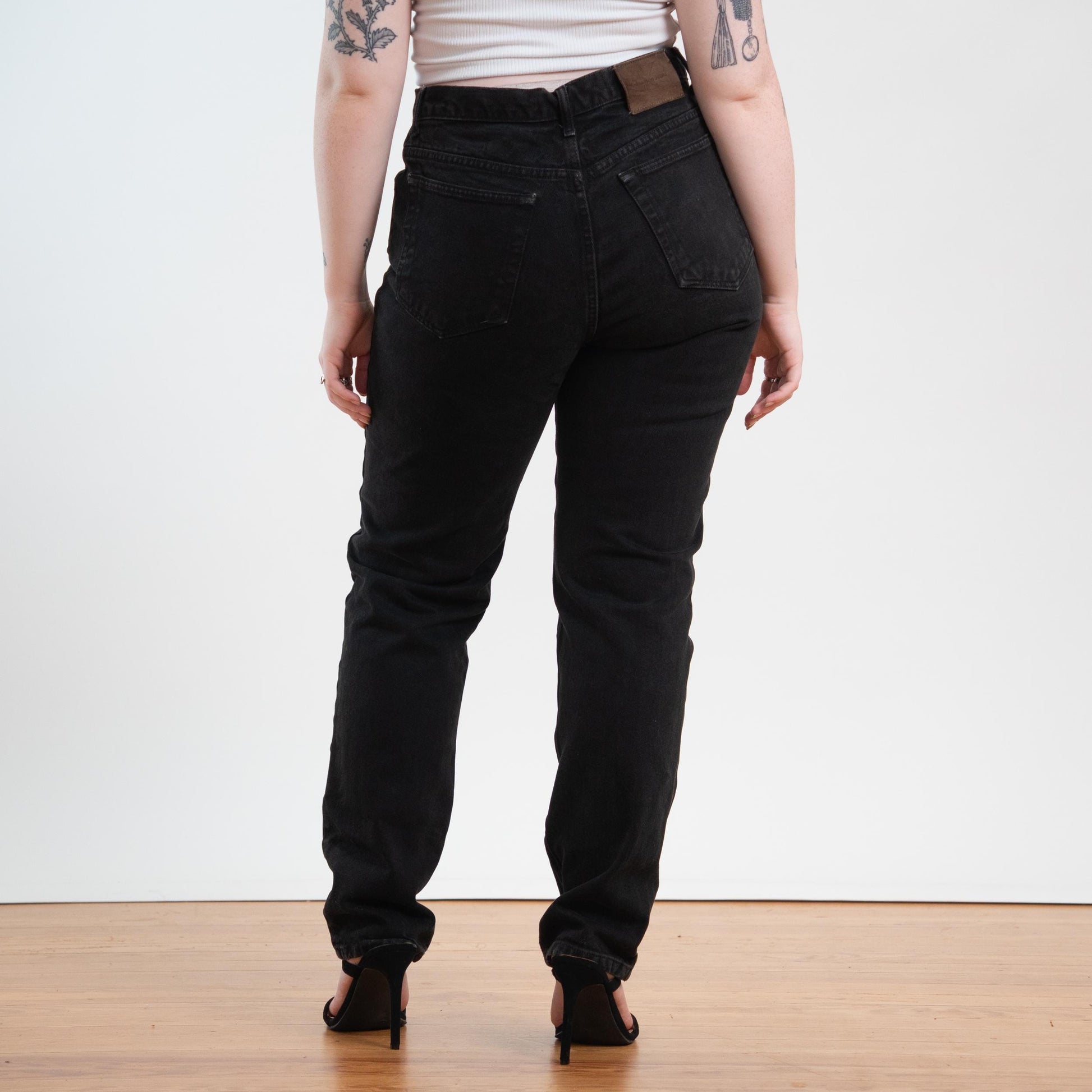 Vintage Y2K Calvin Klein Black High Waisted Jeans - Size 12, 32" Waist