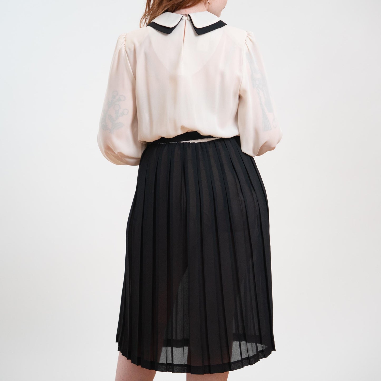 Vintage 80s Goth Black & White Shirt Dress - Medium