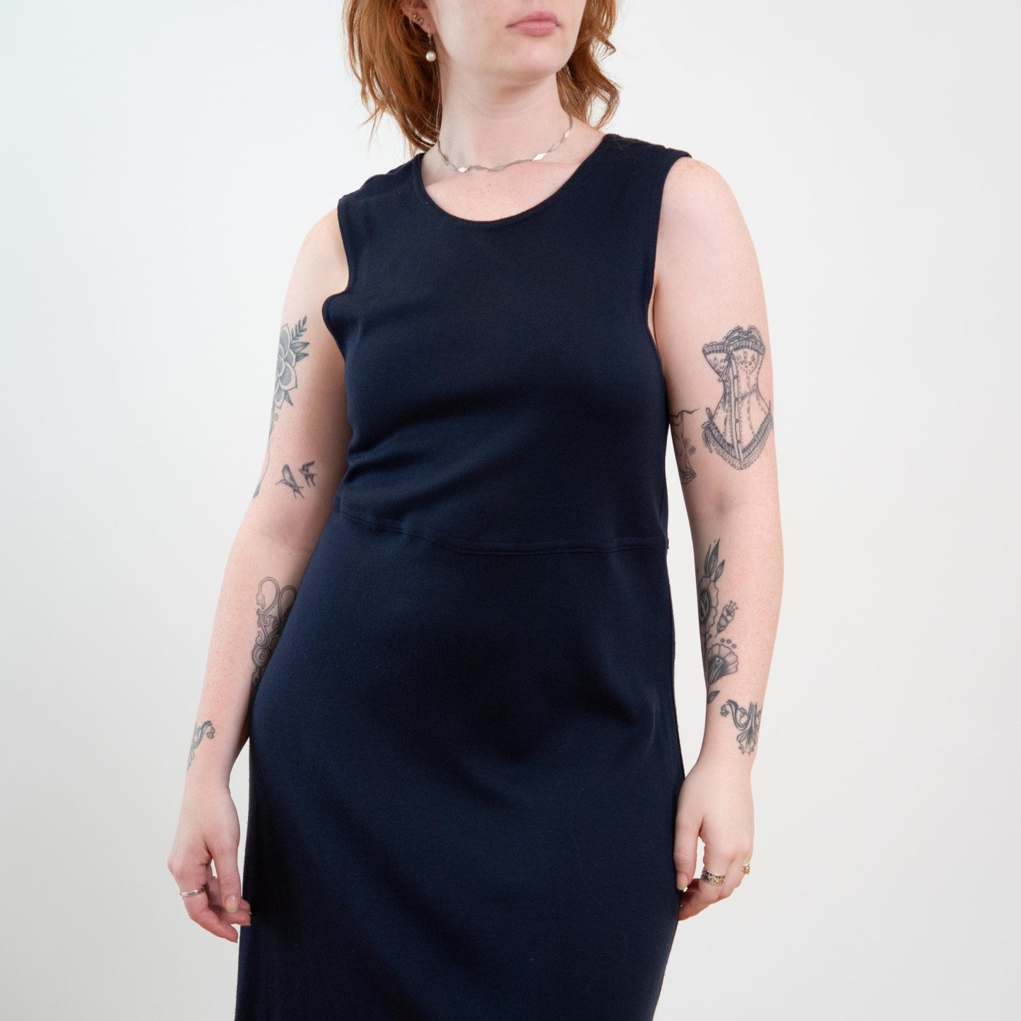 Vintage 90s Midnight Blue Knit Maxi Tank Dress - Extra Large