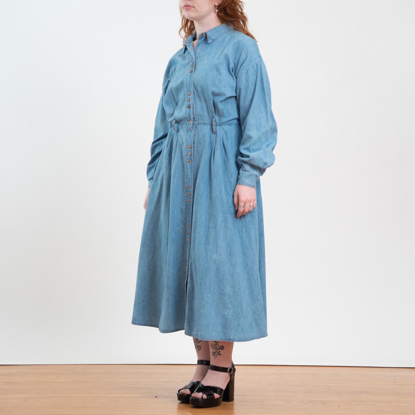 Vintage 90s Western Chambray Maxi Shirtdress - Medium to Large