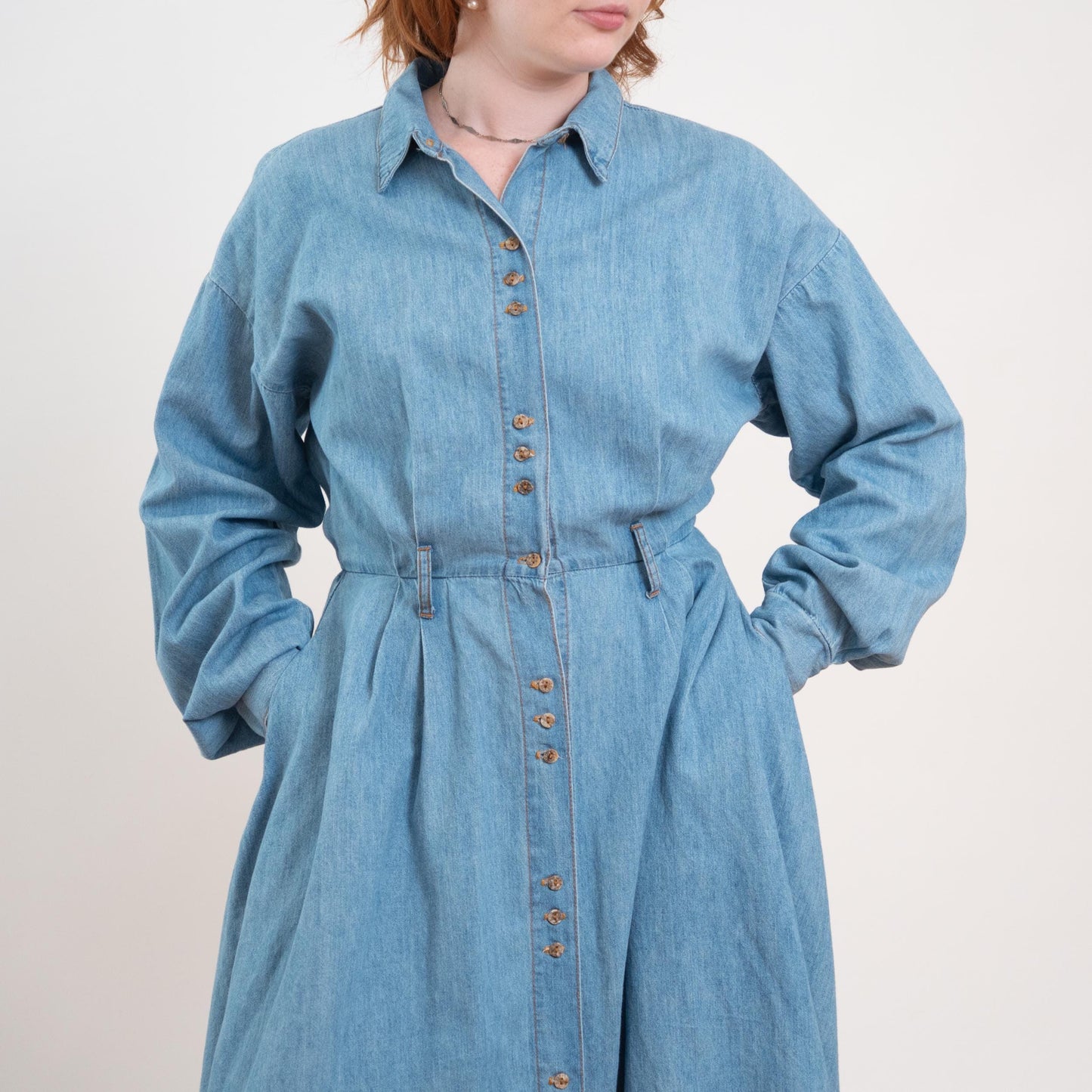 Vintage 90s Western Chambray Maxi Shirtdress - Medium to Large