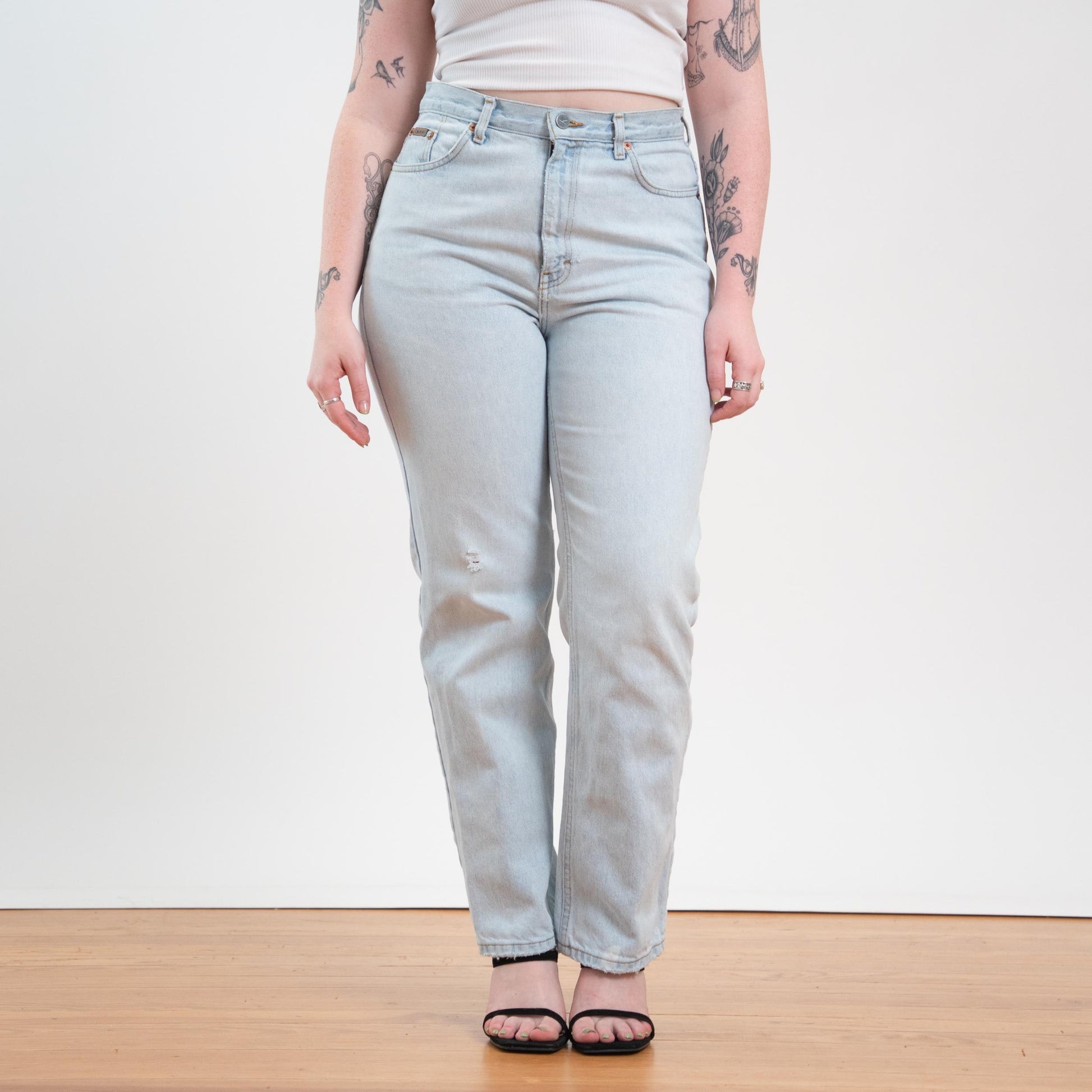 Vintage 90s Y2K Calvin Klein Light Wash High Waisted Jeans - Size 12, 32" Waist