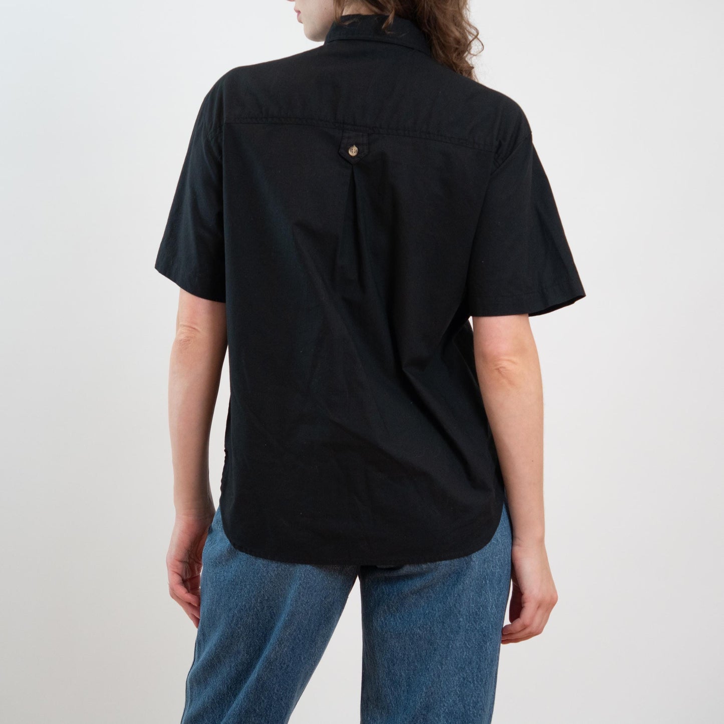 Vintage 80s Black Cotton Patch Pocket Shirt - Medium