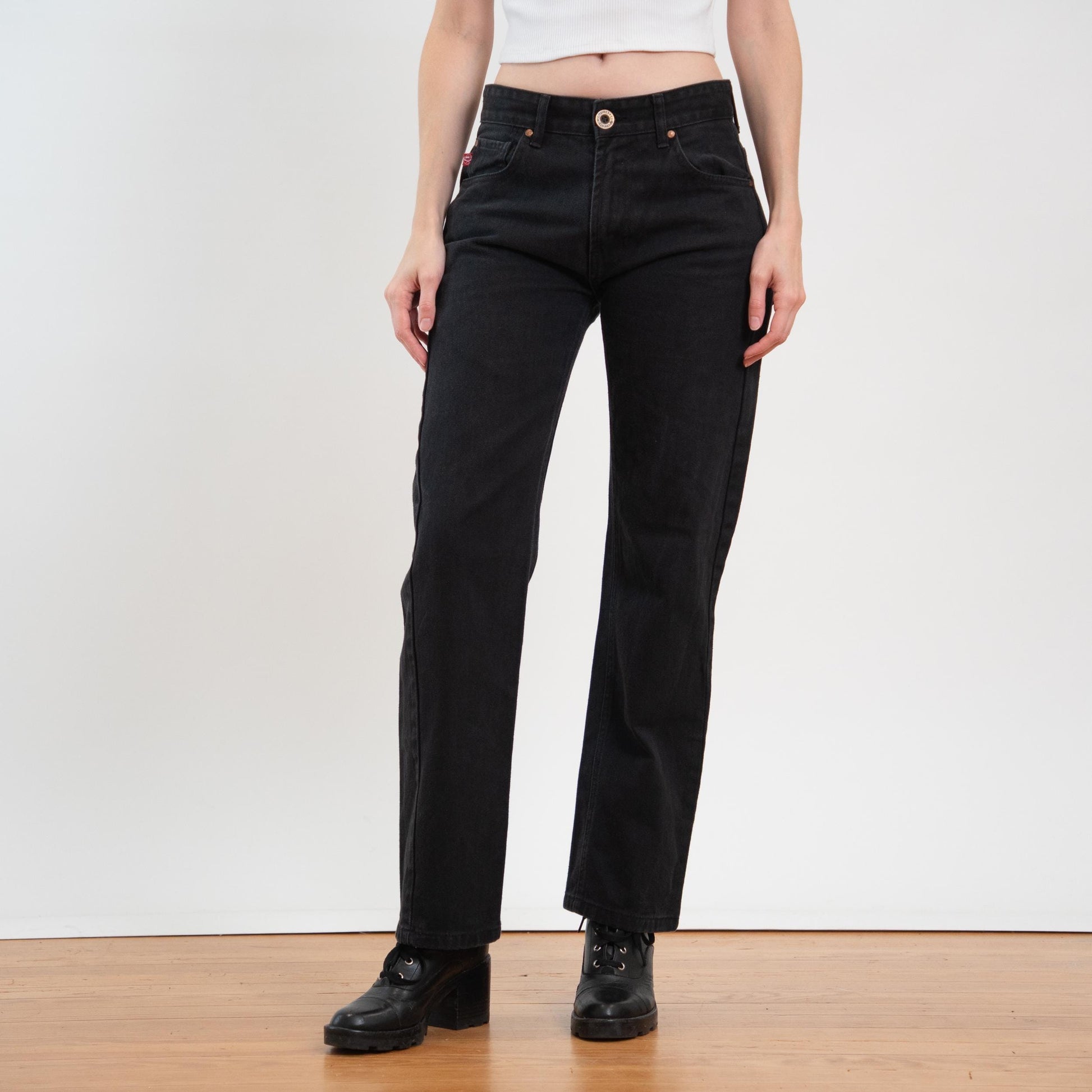 Vintage Y2K Black Mid Rise Straight Leg Jeans - 30x31