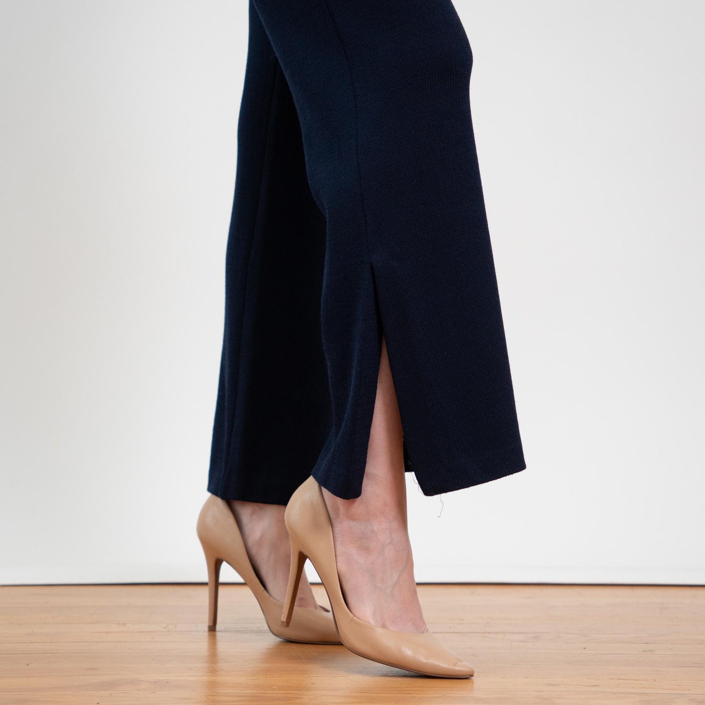 Vintage 90s St. John Midnight Blue Knit Flared Pants - Extra Small