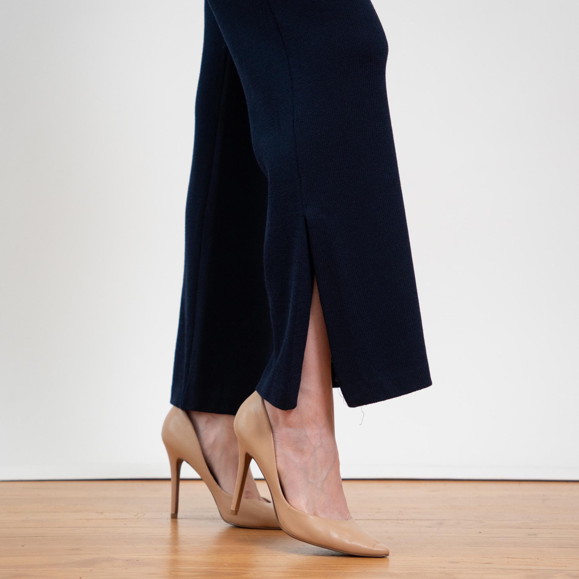 Vintage 90s St. John Midnight Blue Knit Flared Pants - Extra Small