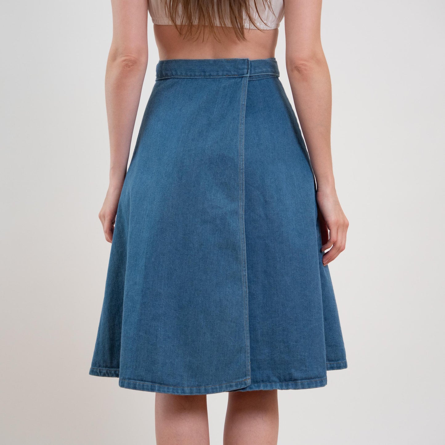 Vintage 70s Denim A-Line Wrap Skirt - XS to Small