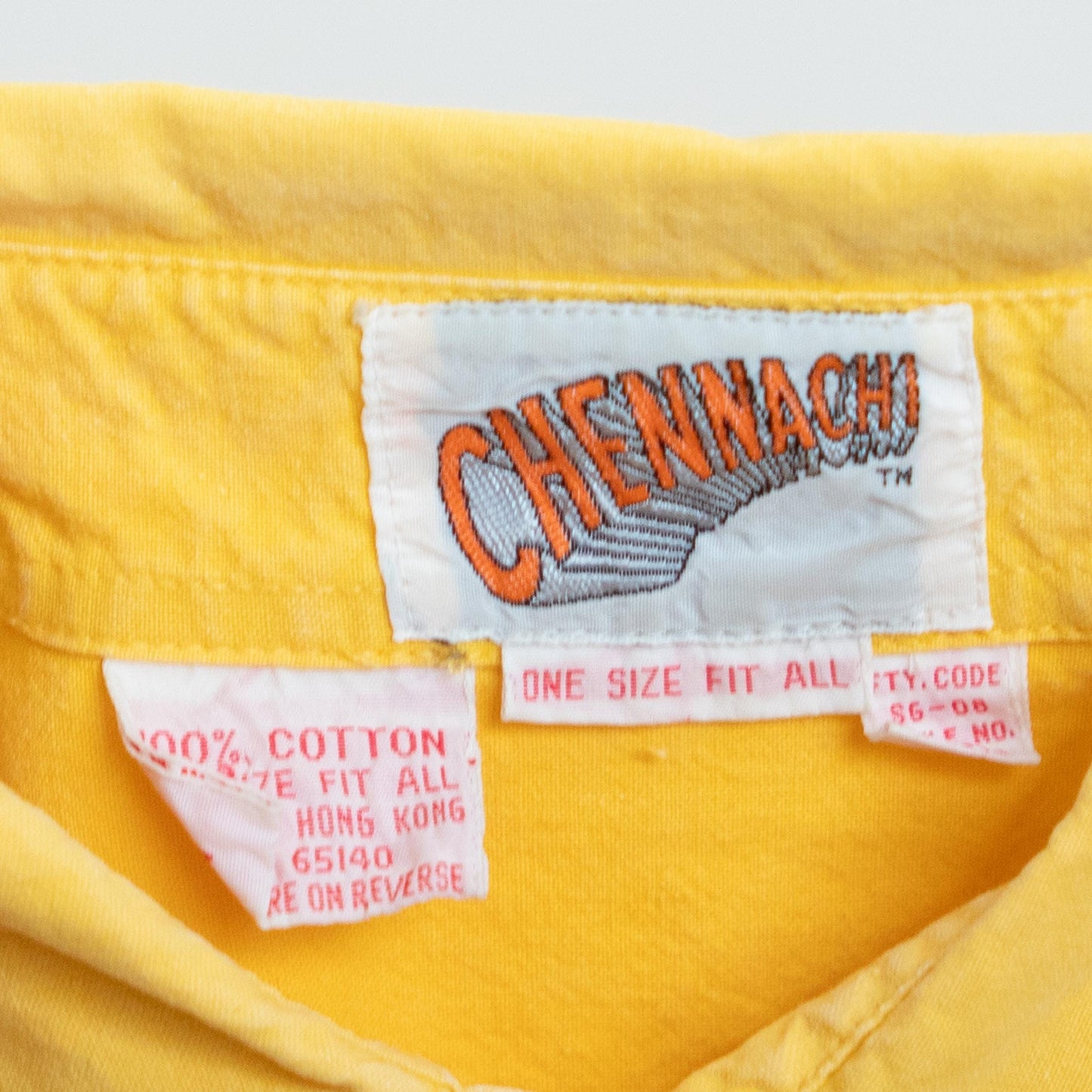 Vintage 90s Yellow Cotton Roll Tab Cuffed Sleeve Shirt - One Size