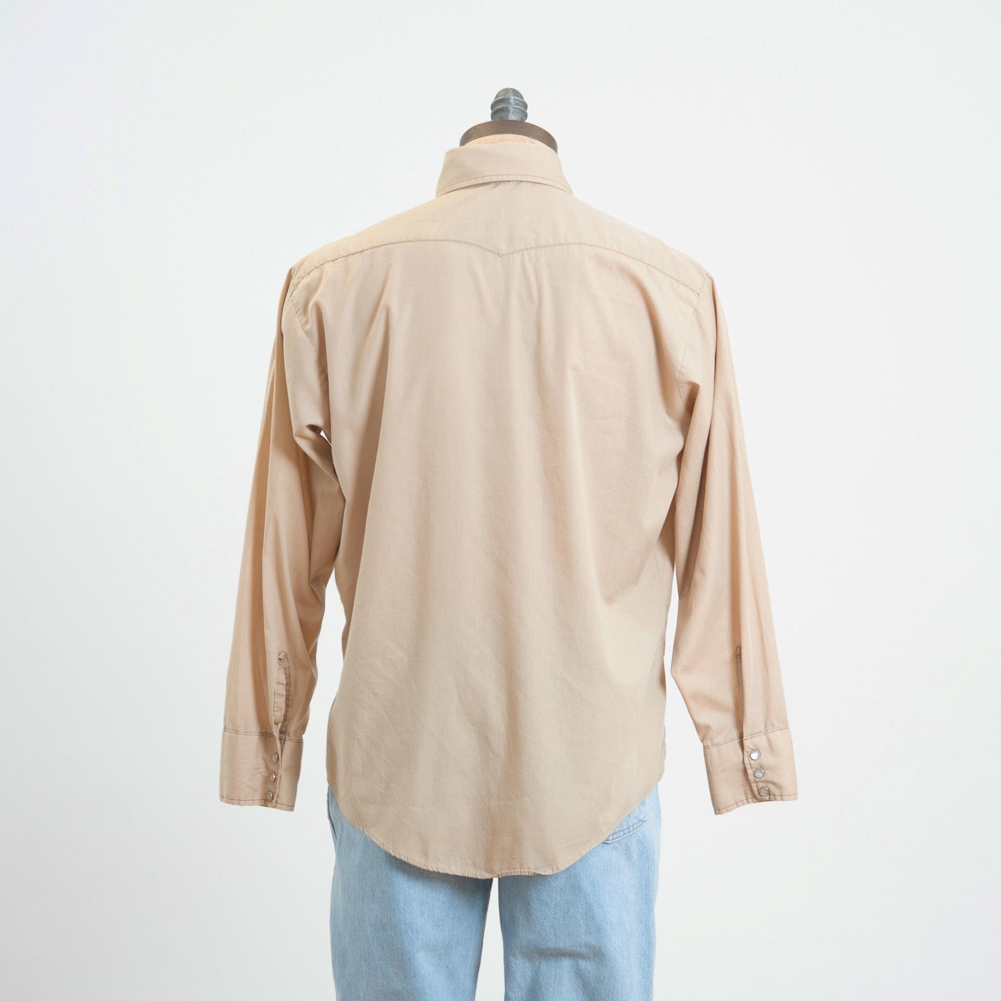 Vintage 70s Beige Pearl Snap Western Shirt - Extra Large