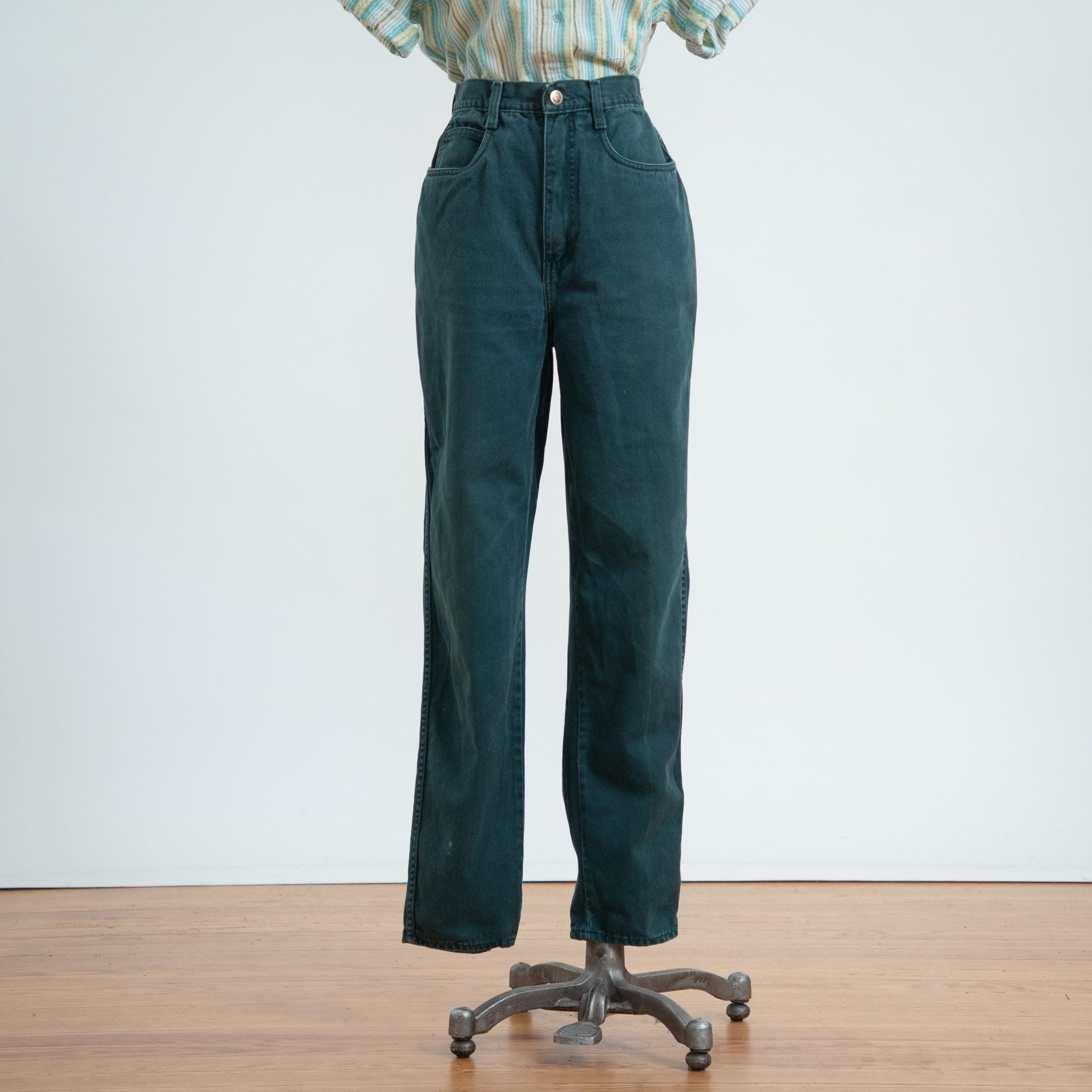 Vintage 90s Dark Green High Waisted Jeans - Medium, 29" Waist