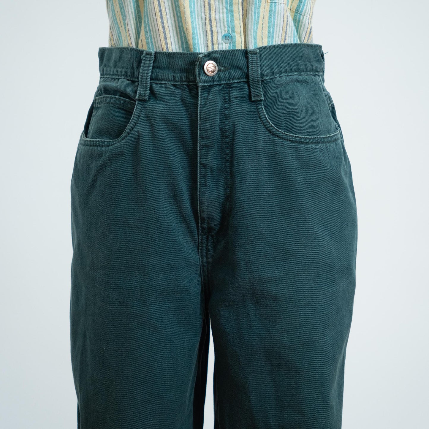 Vintage 90s Dark Green High Waisted Jeans - Medium, 29" Waist