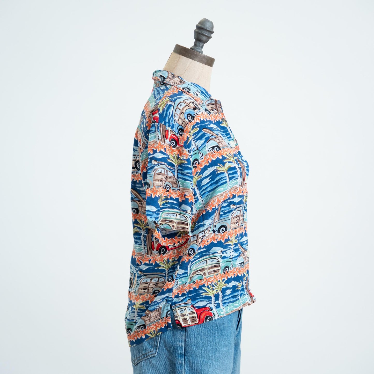 Vintage 90s Woody Wagon Surfer Aloha Shirt - Small