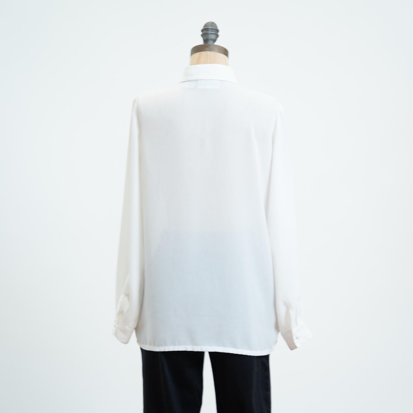 Vintage 80s White Knife Pleated Blouse - Medium