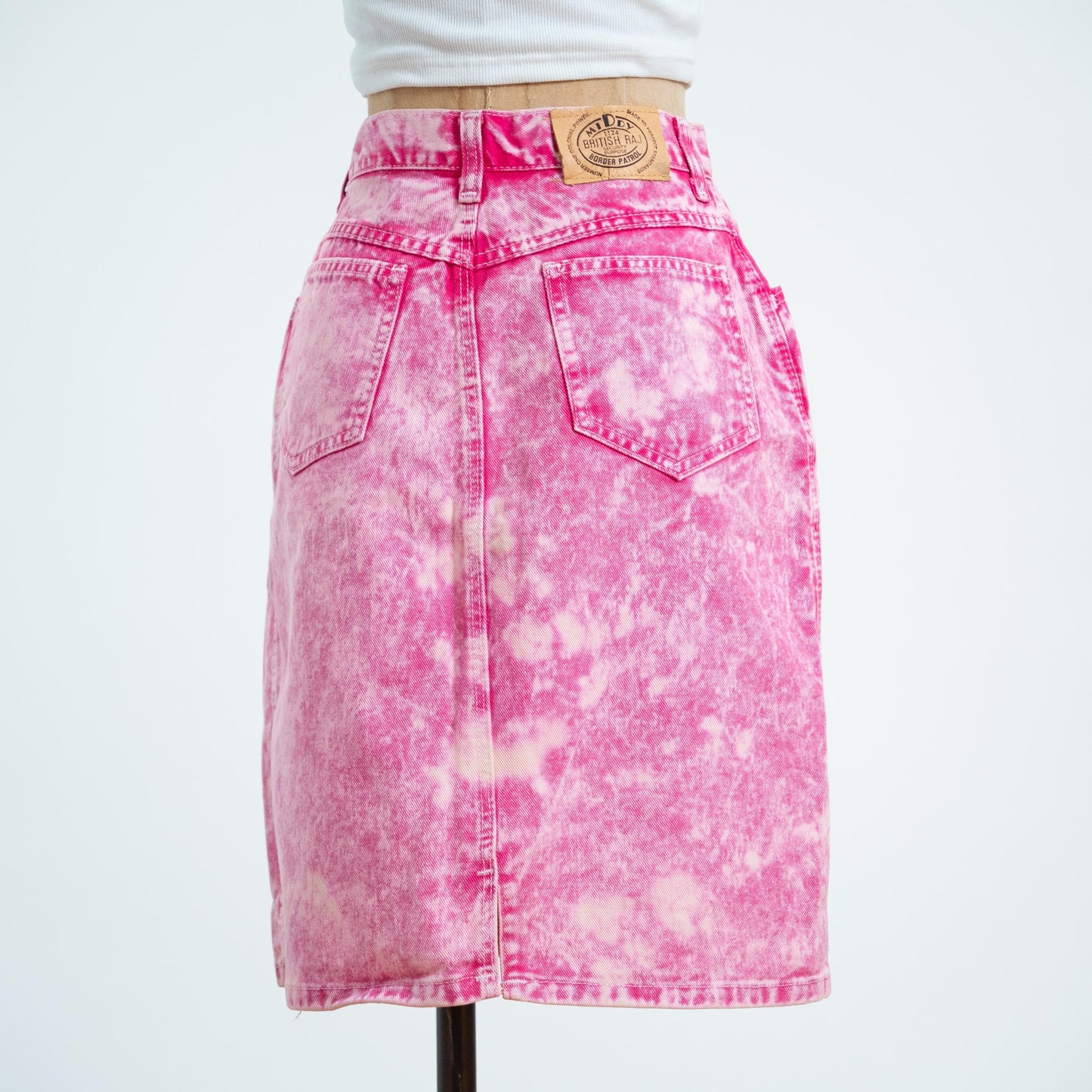 Vintage 80s Hot Pink Acid Wash Denim Skirt - Small, 26" Waist