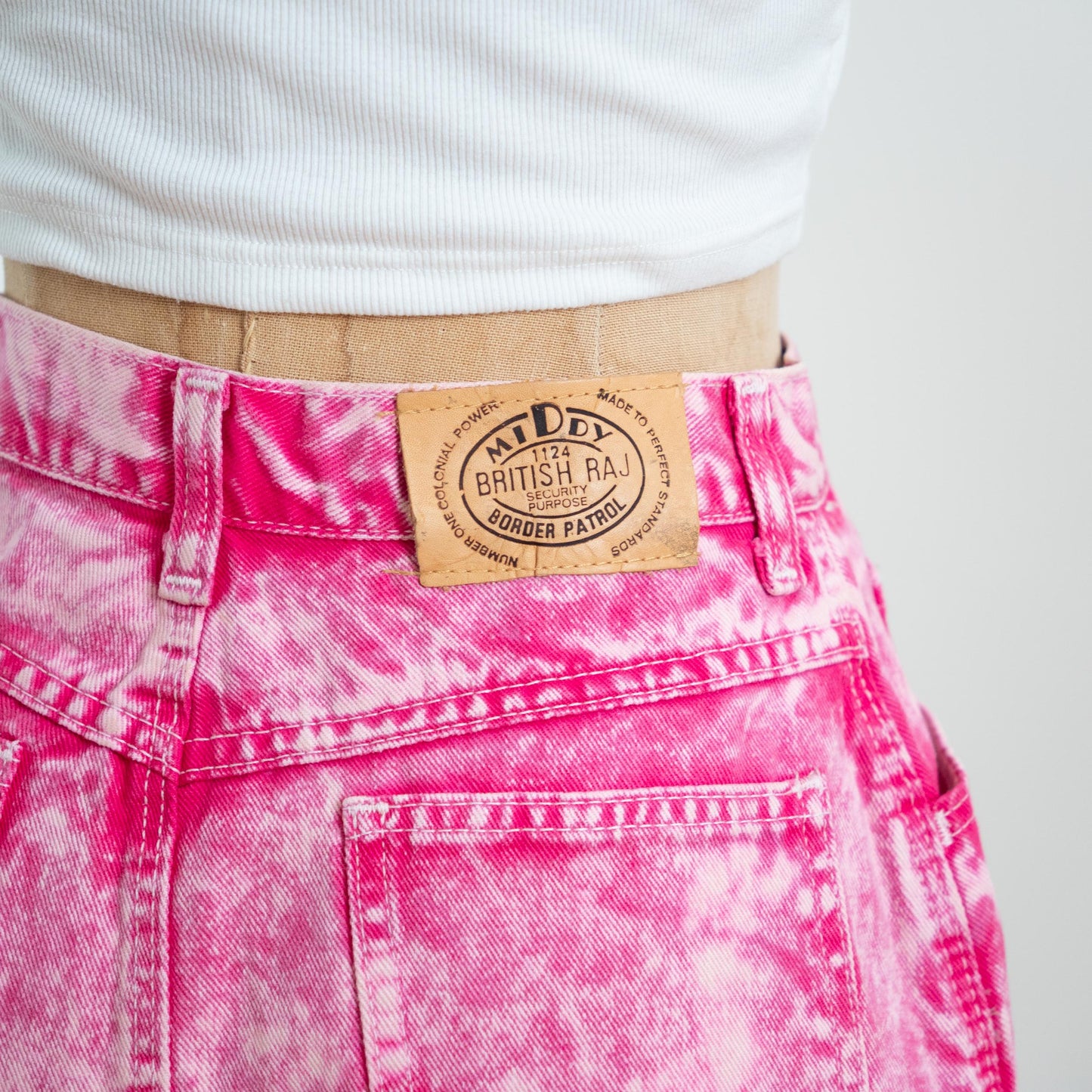 Vintage 80s Hot Pink Acid Wash Denim Skirt - Small, 26" Waist