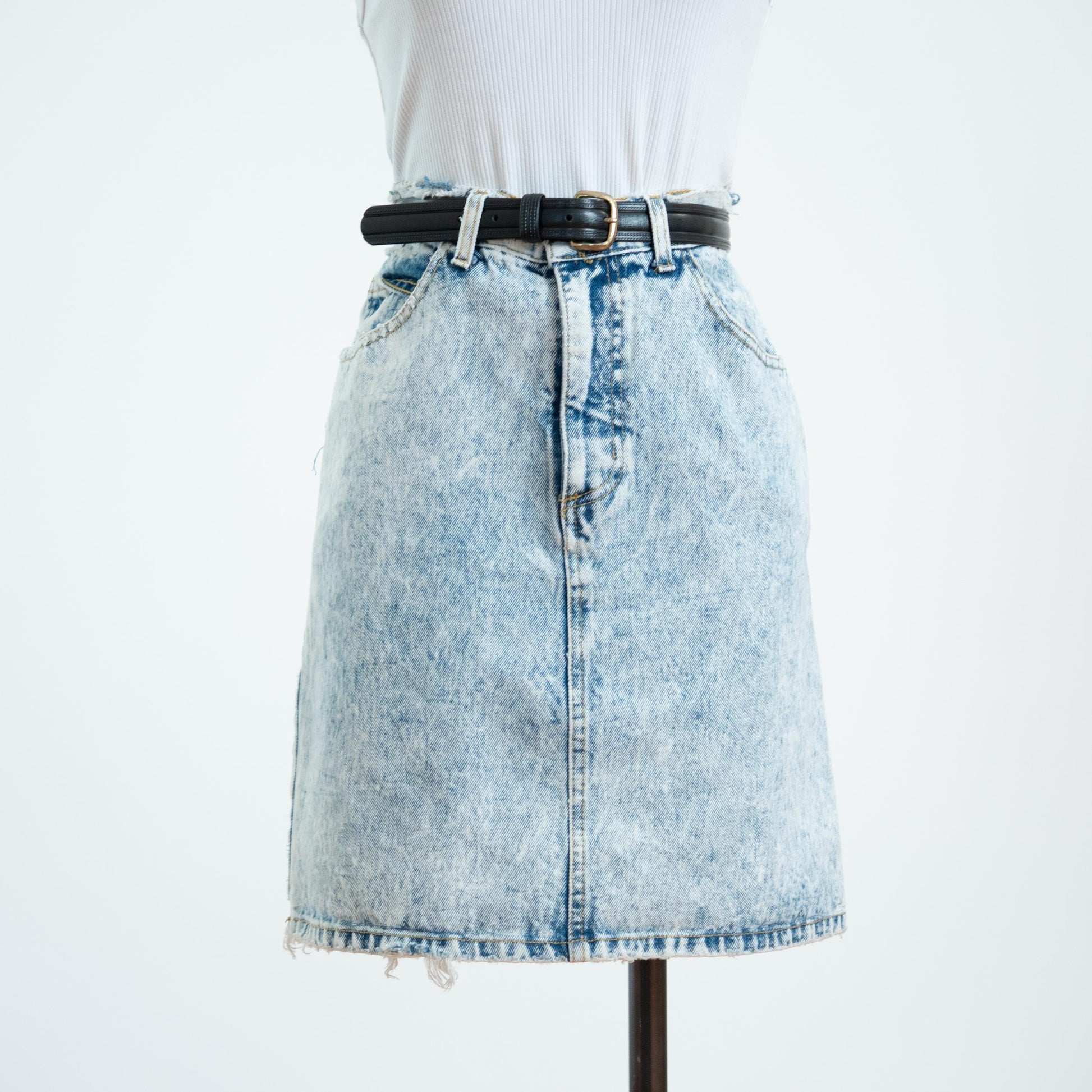 Vintage 80s Guess Acid Wash Denim Mini Skirt - Extra Small, 25" Waist 