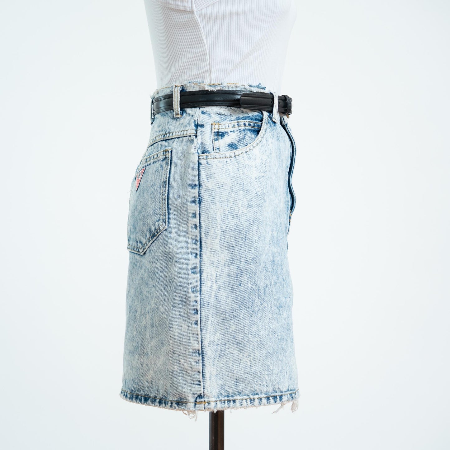 Vintage 80s Guess Acid Wash Denim Mini Skirt - Extra Small, 25" Waist 