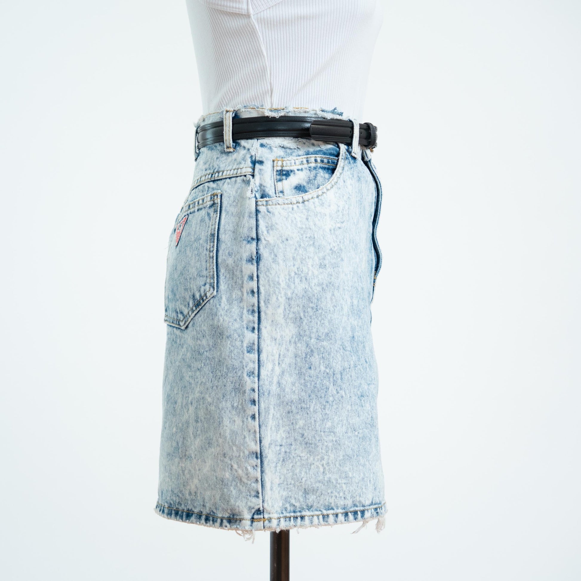 Vintage 80s Guess Acid Wash Denim Mini Skirt - Extra Small, 25" Waist 