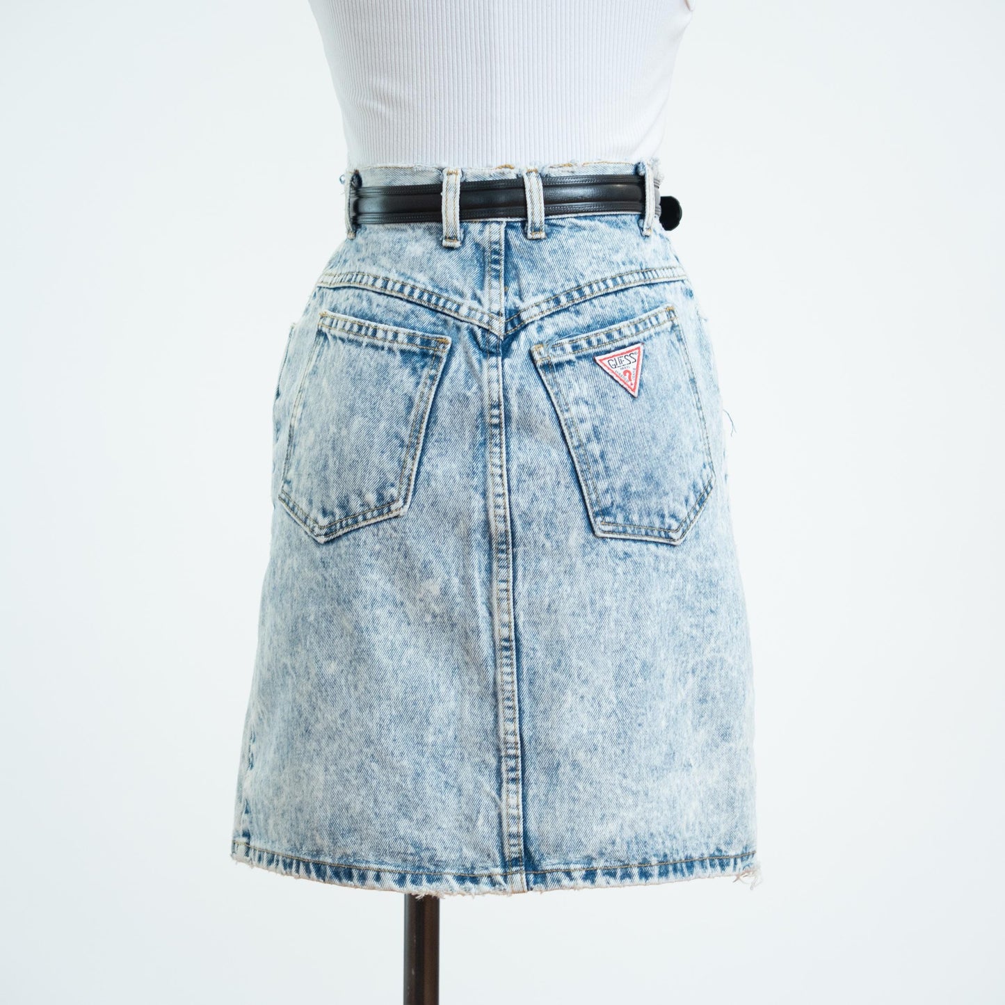 Vintage 80s Guess Acid Wash Denim Mini Skirt - Extra Small, 25" Waist 