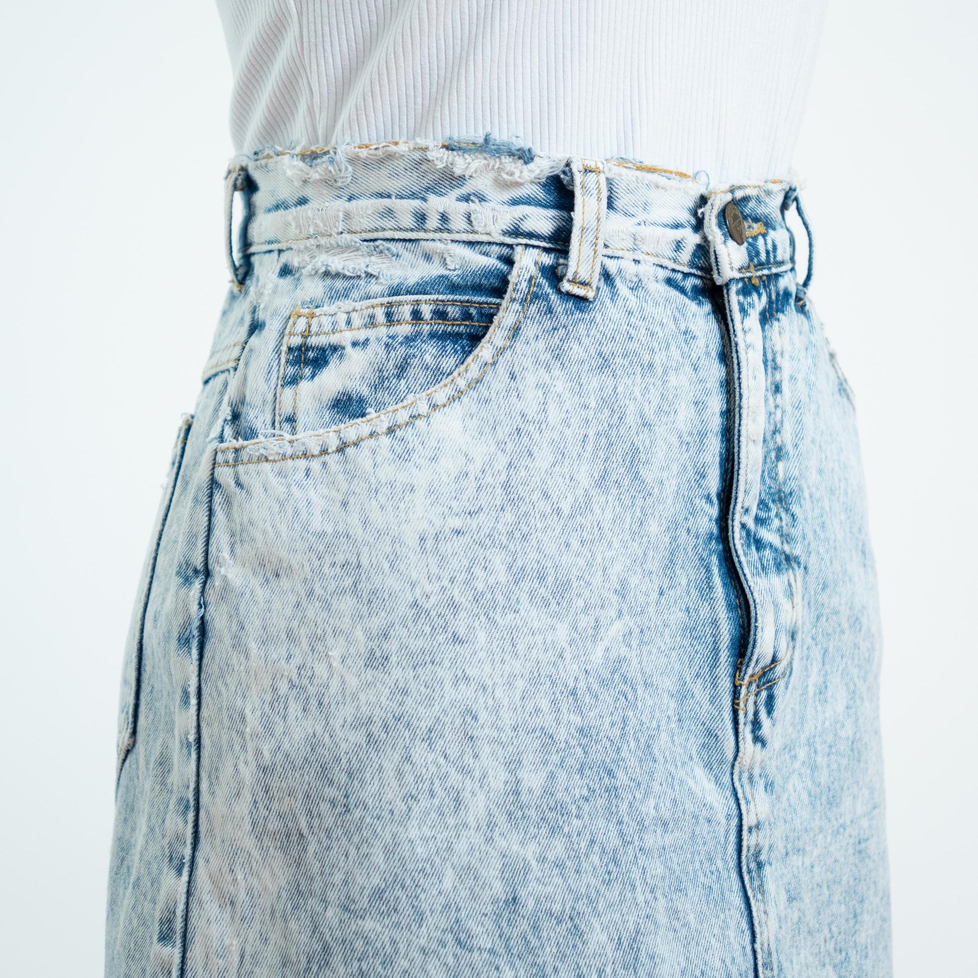 Vintage 80s Guess Acid Wash Denim Mini Skirt - Extra Small, 25" Waist 