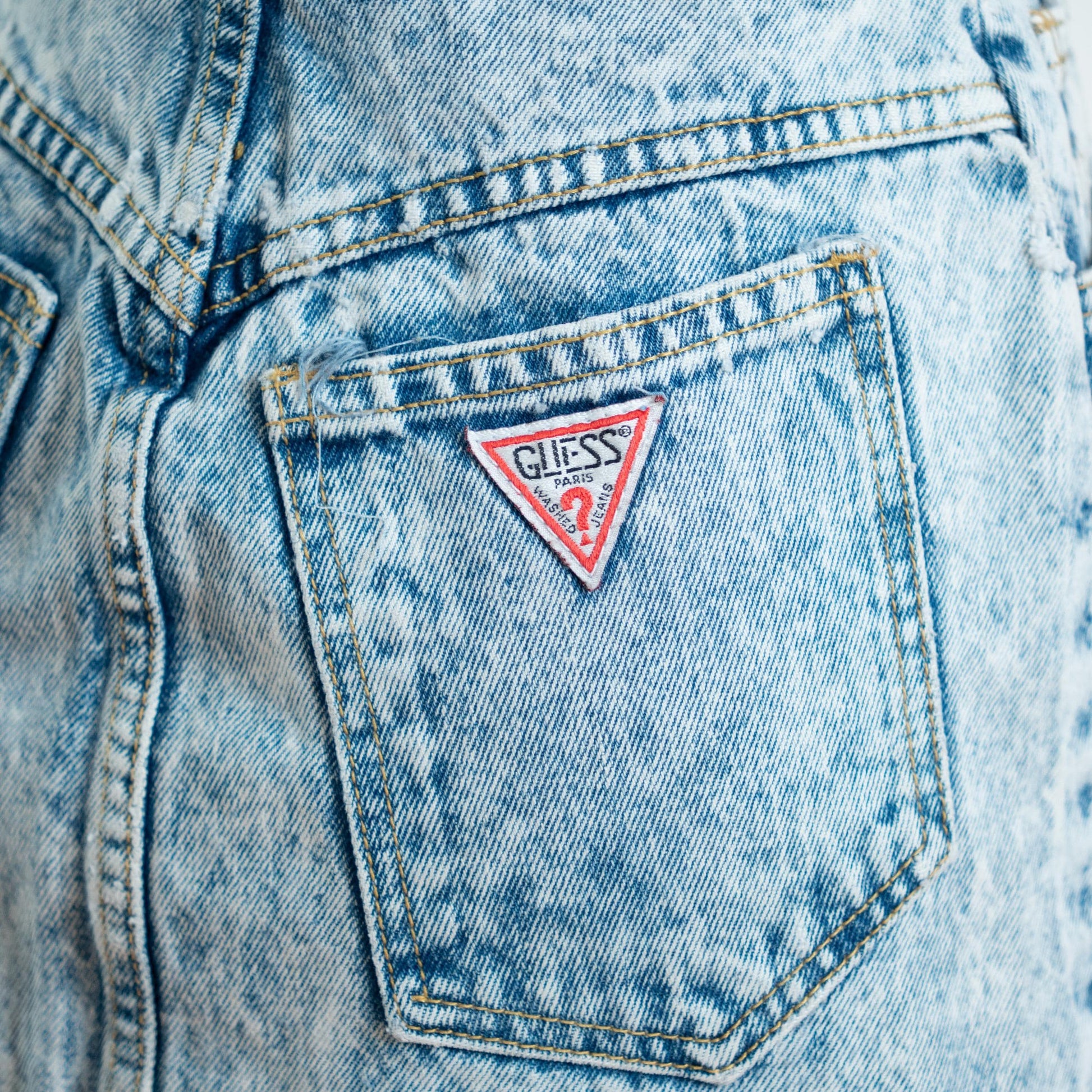 Vintage 80s Guess Acid Wash Denim Mini Skirt - Extra Small, 25" Waist 