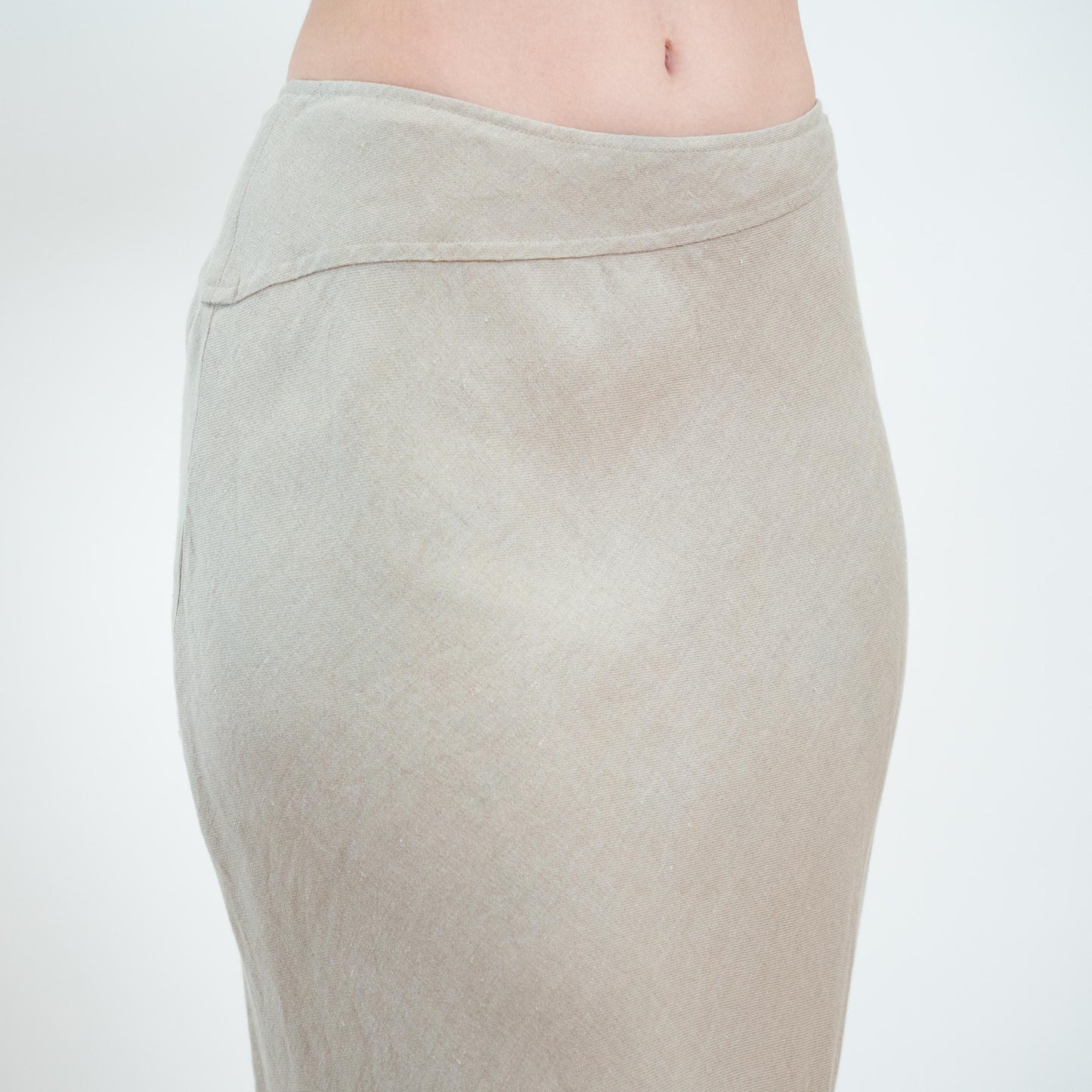 Vintage 90s Linen Bias Cut Midi Skirt - Size 6