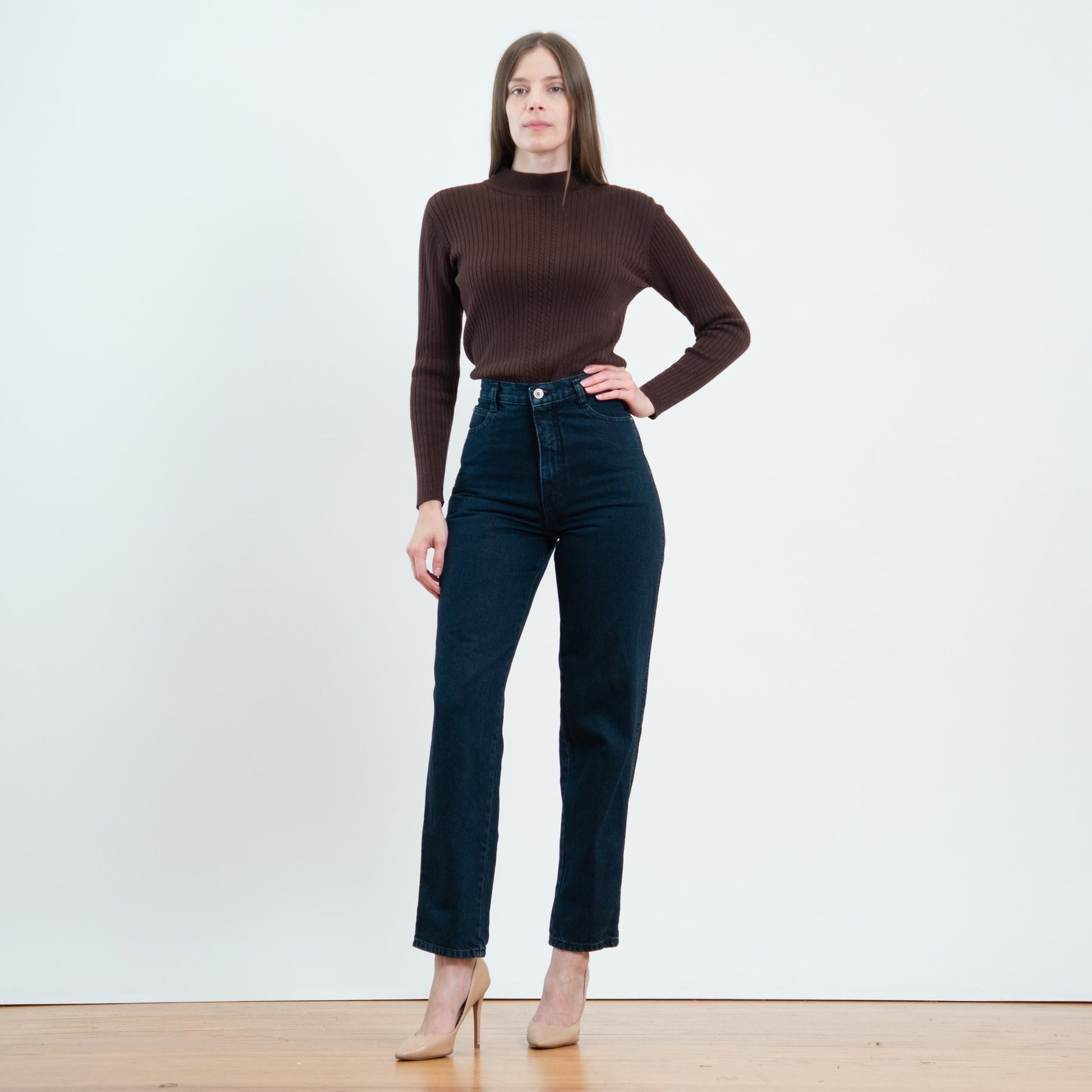 Vintage 90s Dark Indigo Blue High Waisted Jeans - Small, 26" Waist