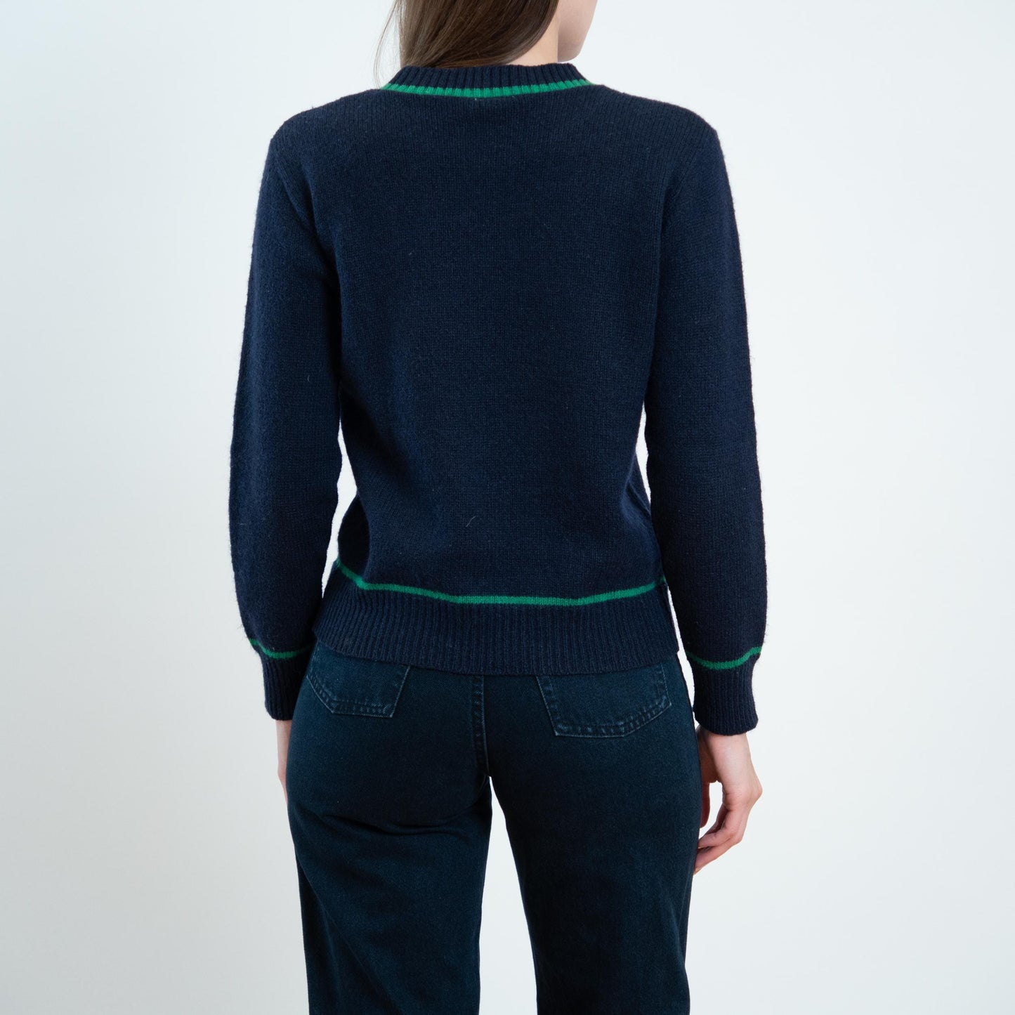 Vintage 70s Navy Blue Strawberry Sweater - Medium