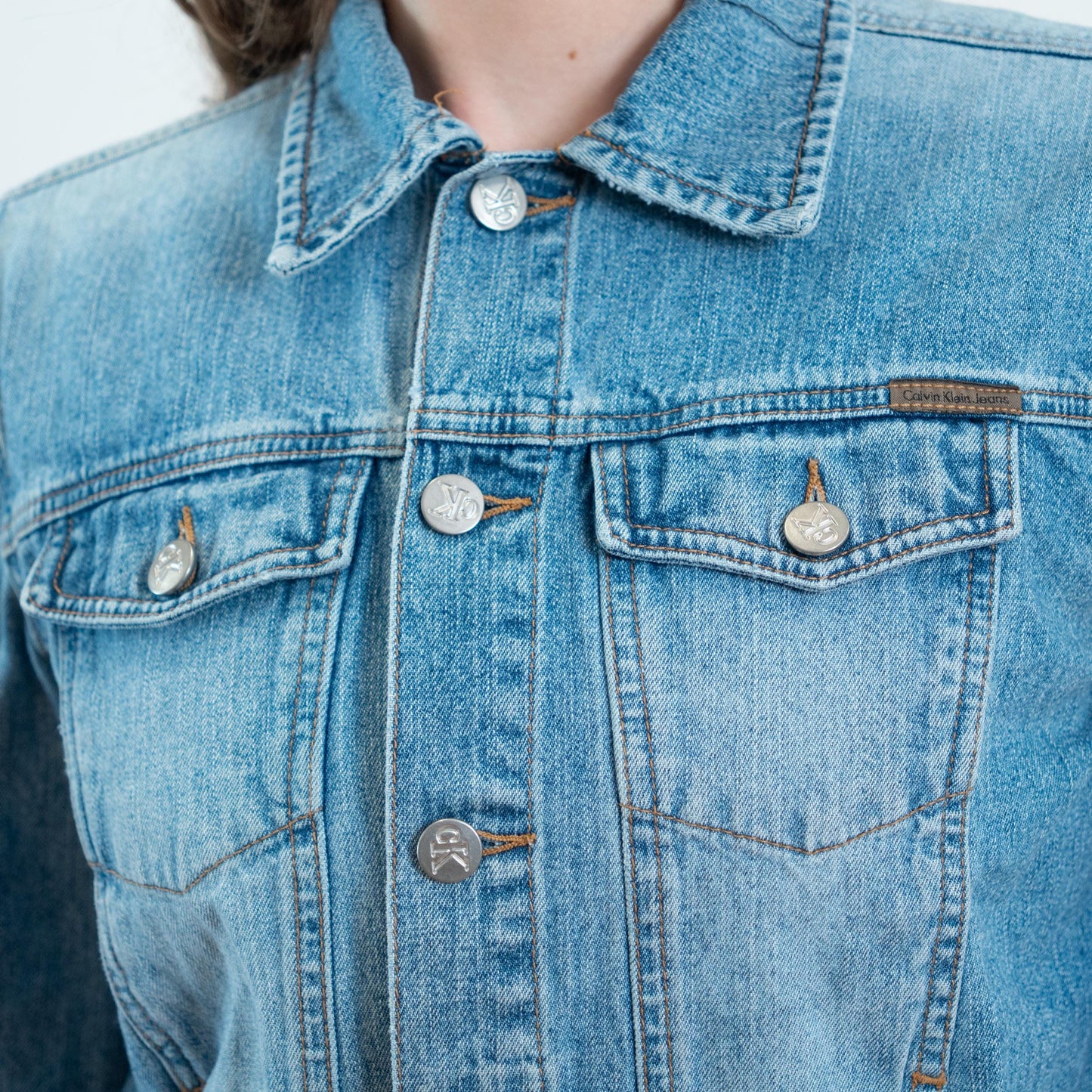 Vintage Y2K Calvin Klein Light Wash Denim Jacket - Small