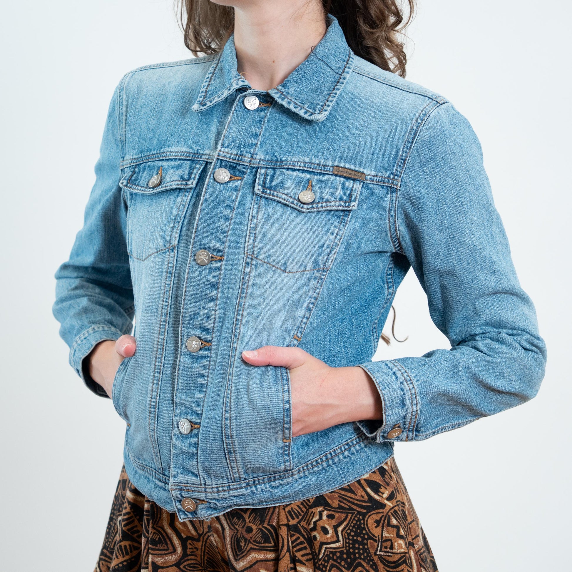 Vintage Y2K Calvin Klein Light Wash Denim Jacket - Small