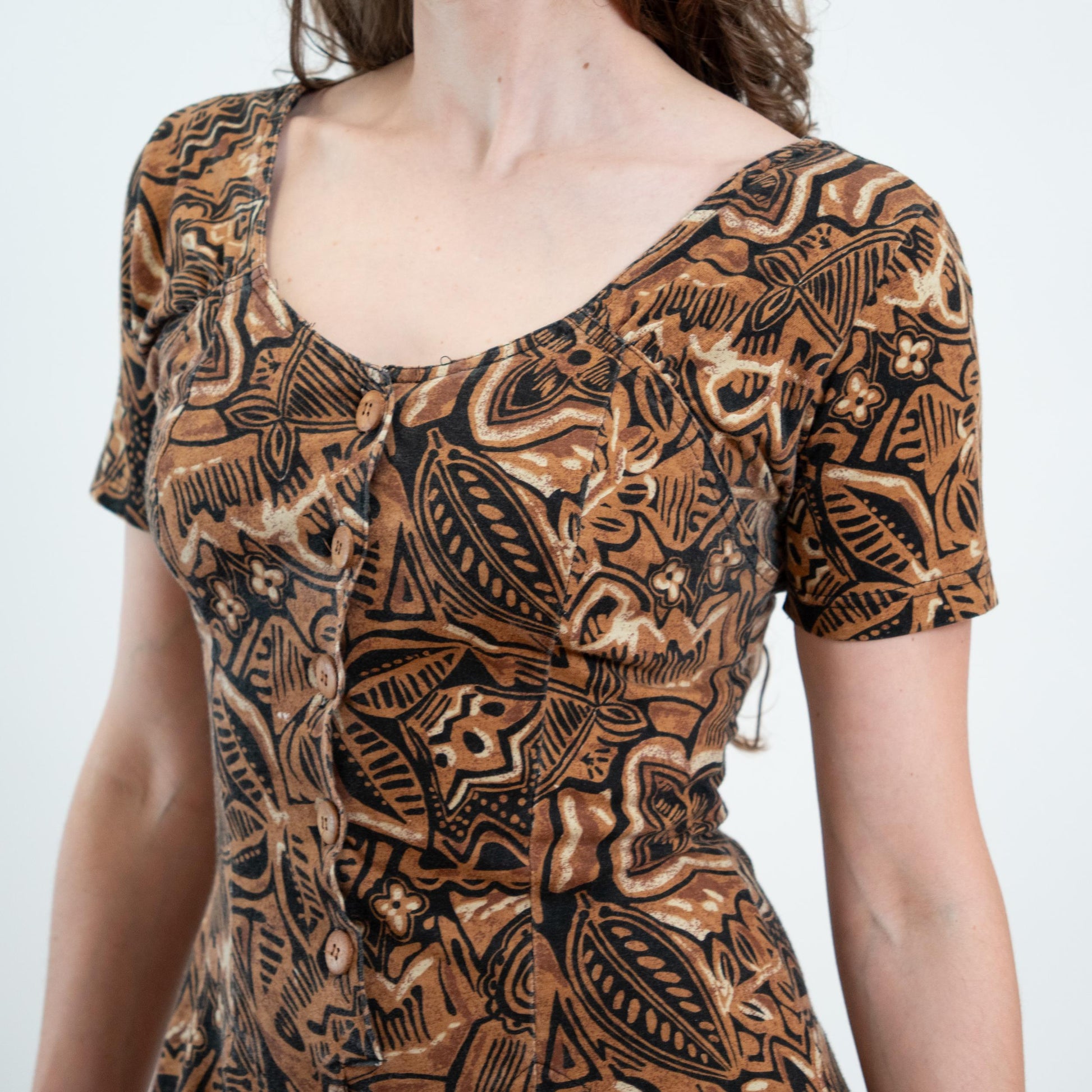 Vintage 90s Boho Batik Floral Romper - Small