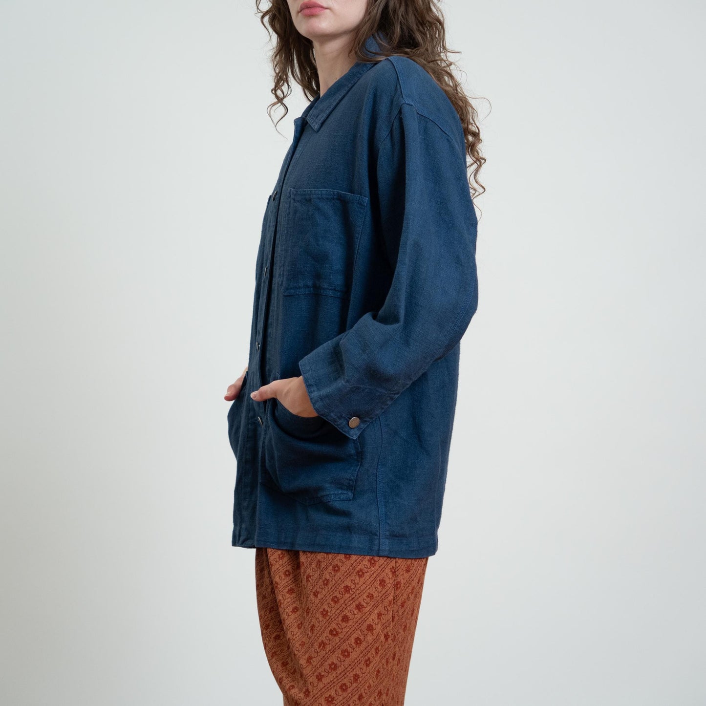 Vintage 90s Eddie Bauer Indigo Blue Chore Jacket - Extra Large
