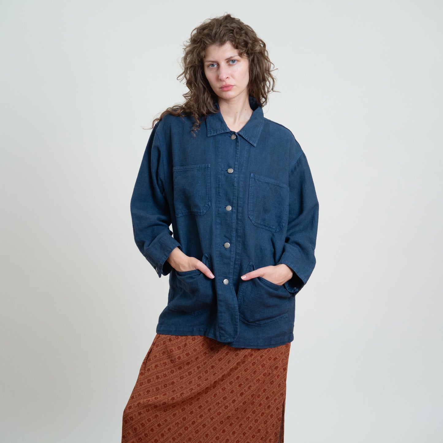 Vintage 90s Eddie Bauer Indigo Blue Chore Jacket - Extra Large