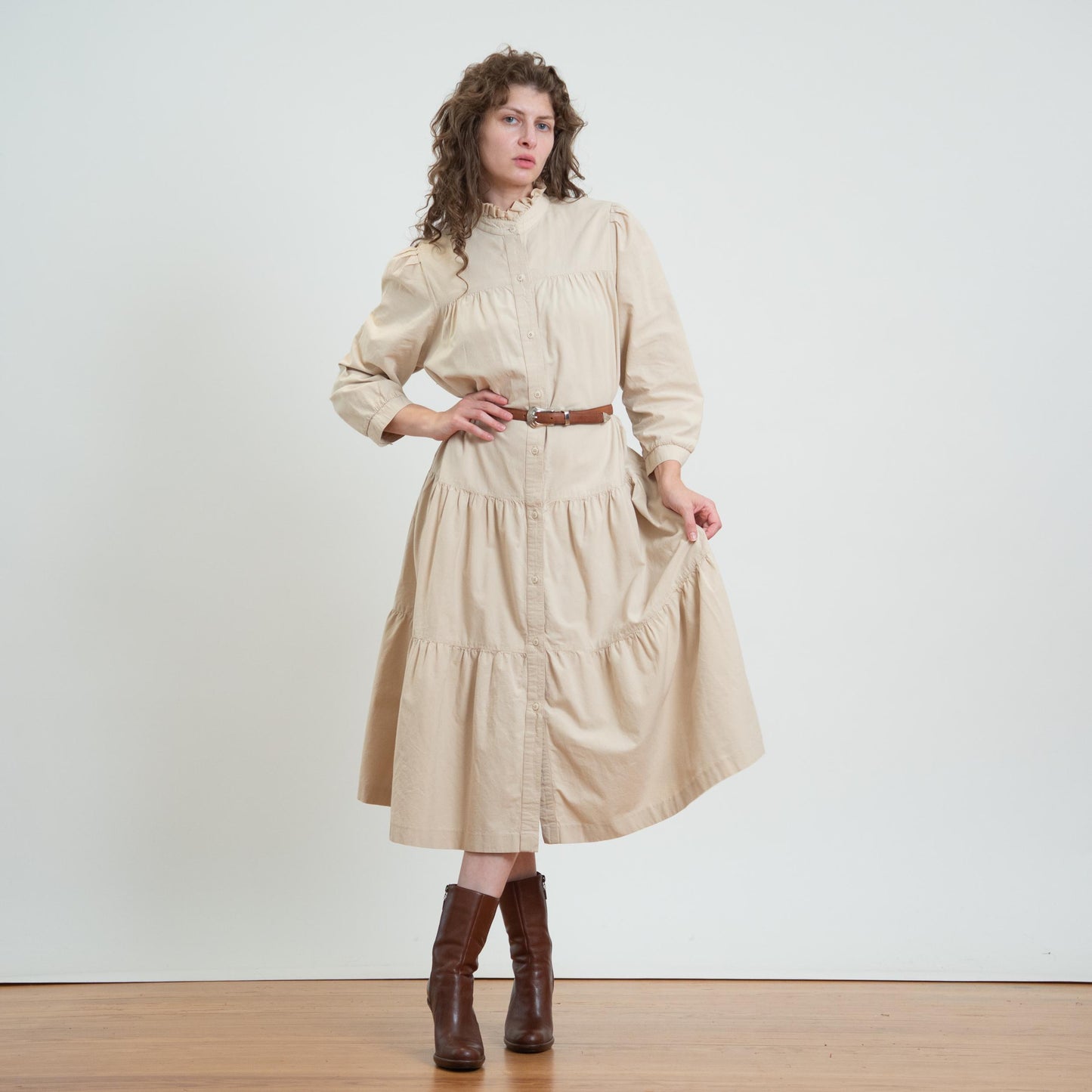 Vintage 70s Does Victorian Drop Waist Prairie Dress - Medium