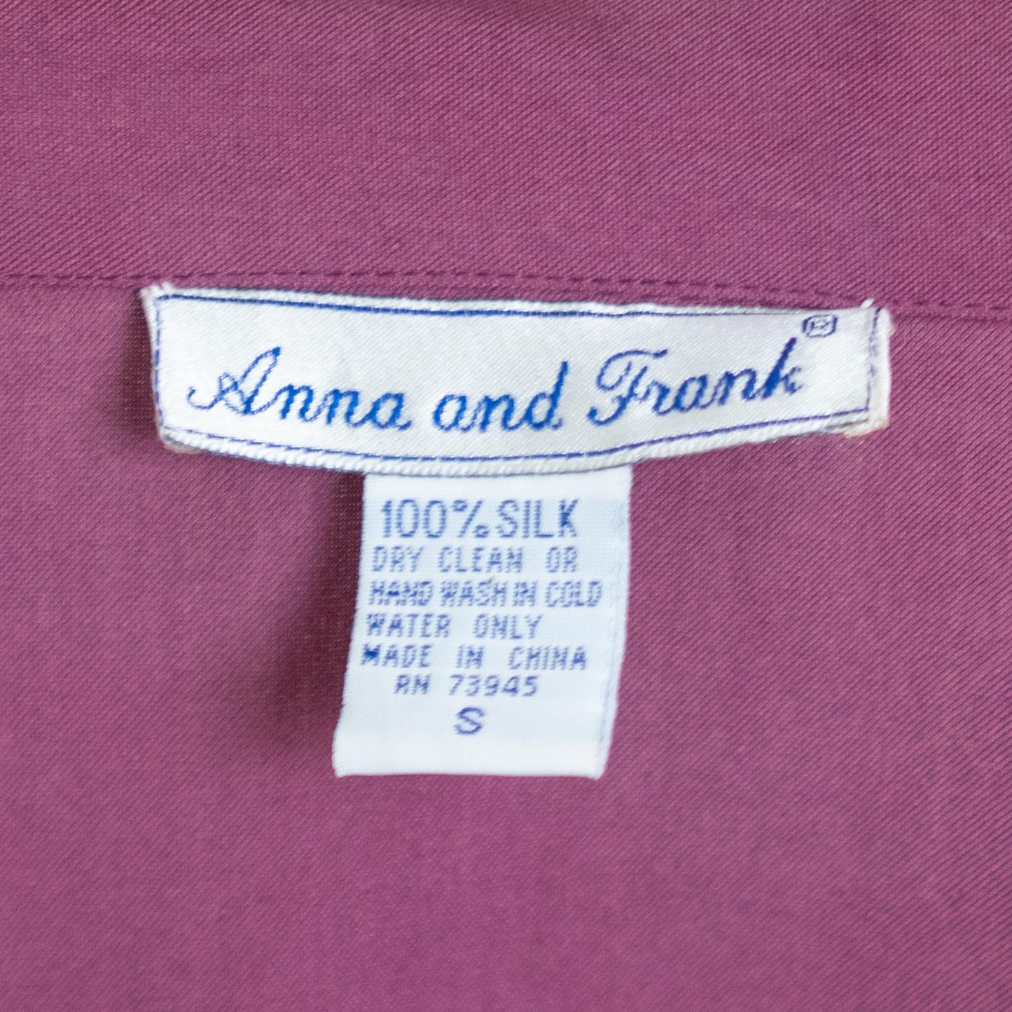 Vintage 90s Mauve Purple Silk Double Button Blouse - Small