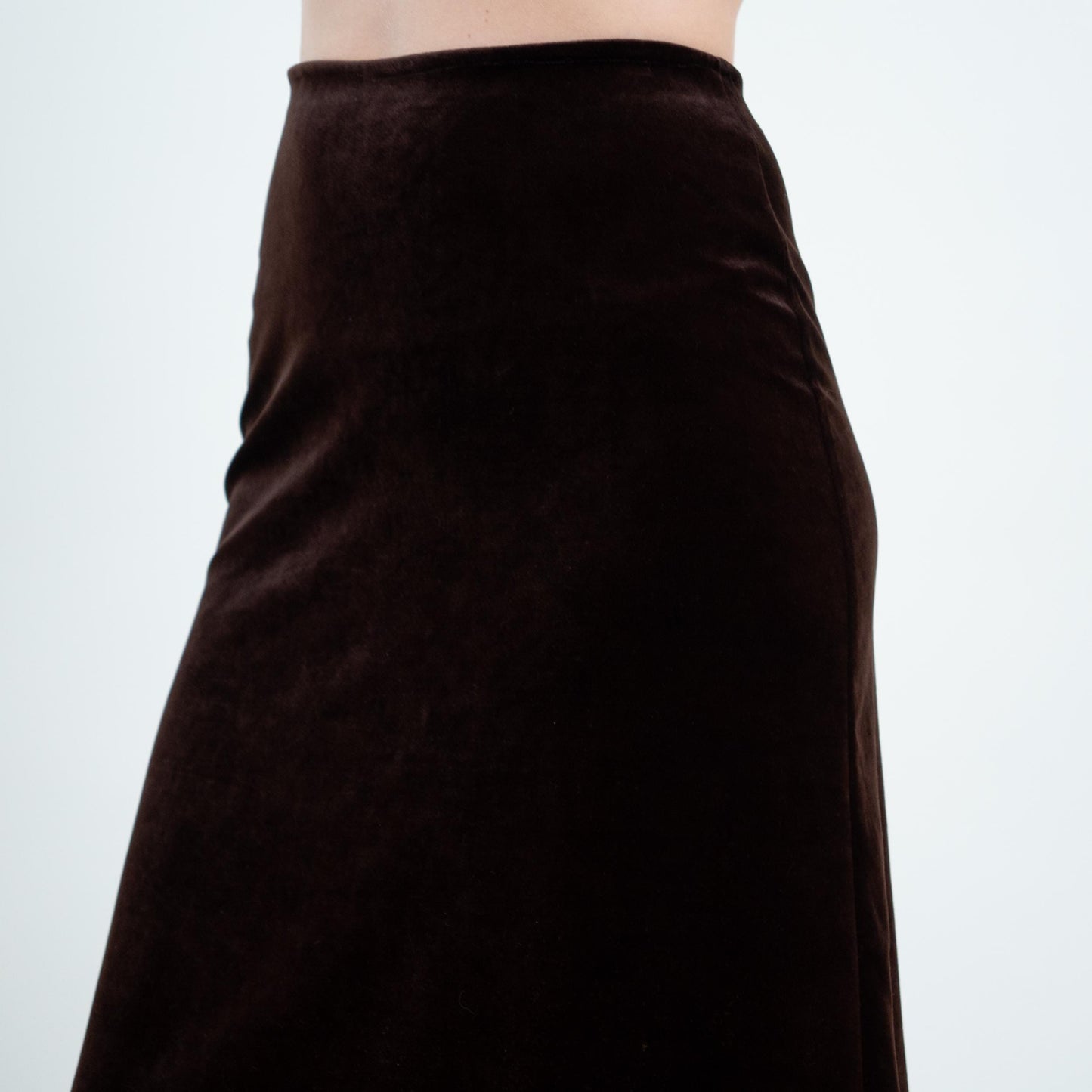 Vintage 90s Dark Brown Velvet Maxi Skirt - Small