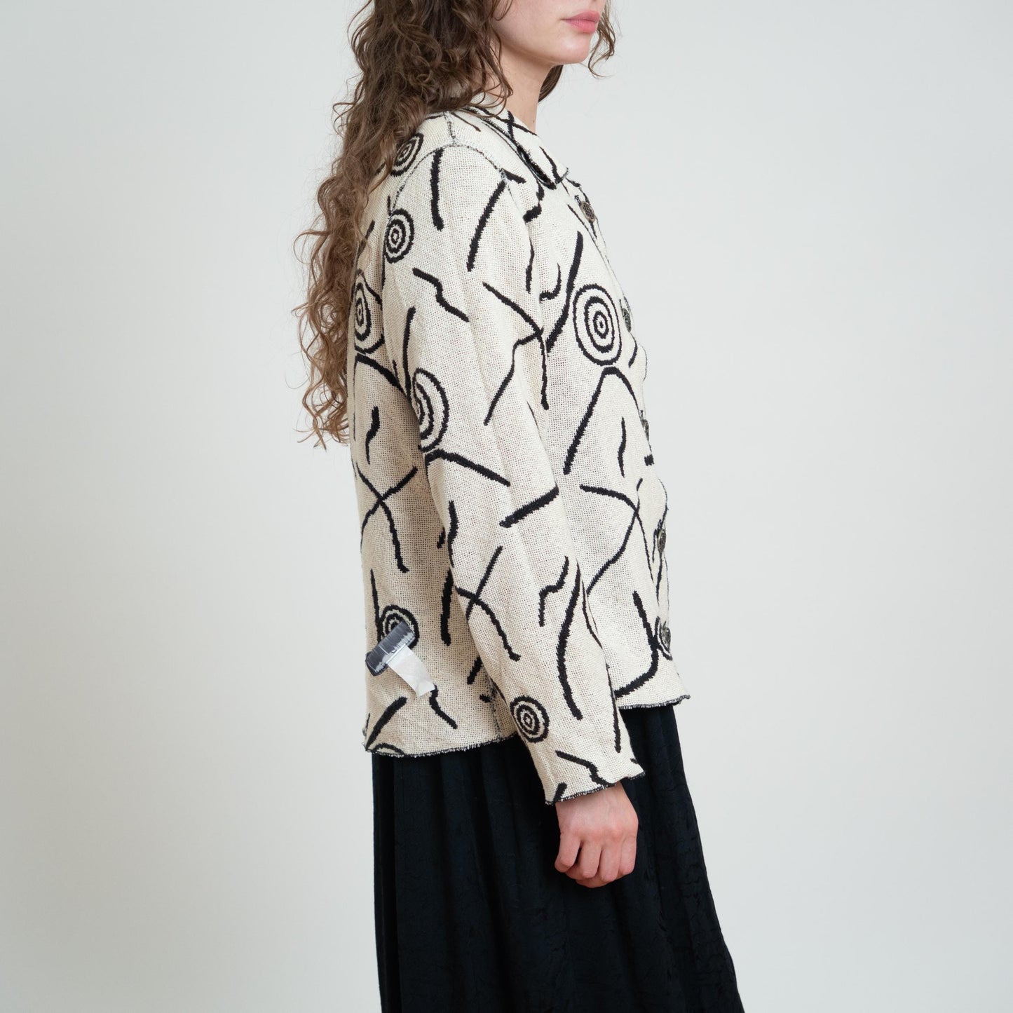 Vintage 90s Black & White Reversible Tapestry Jacket - Medium