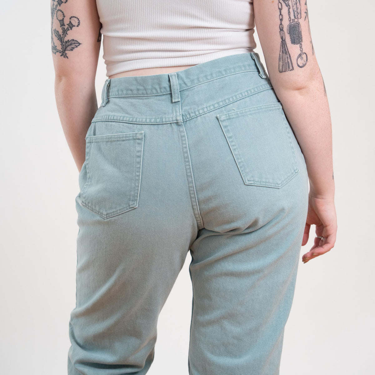 Vintage 90s Wrangler Mint Green Curvy Fit Jeans - Large, 31" Waist | Denim High Waisted Mom Jeans