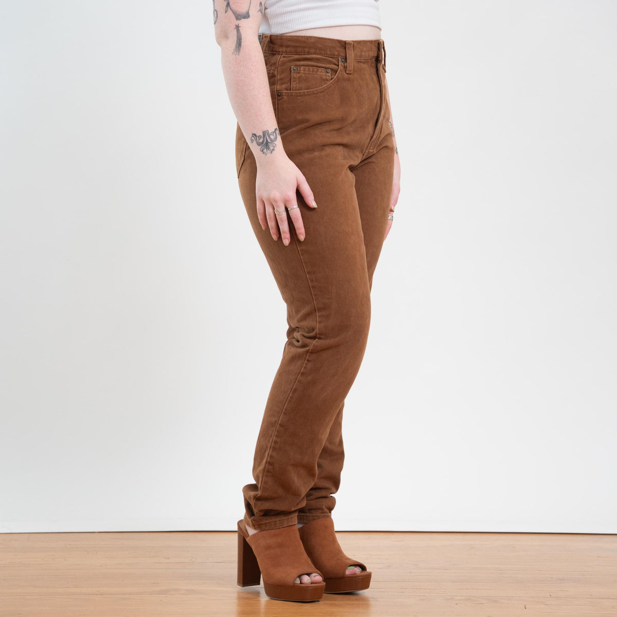 Vintage 90s Soft Cinnamon Brown Jeans - Large, 32" Waist | High Waisted Denim Mom Jeans