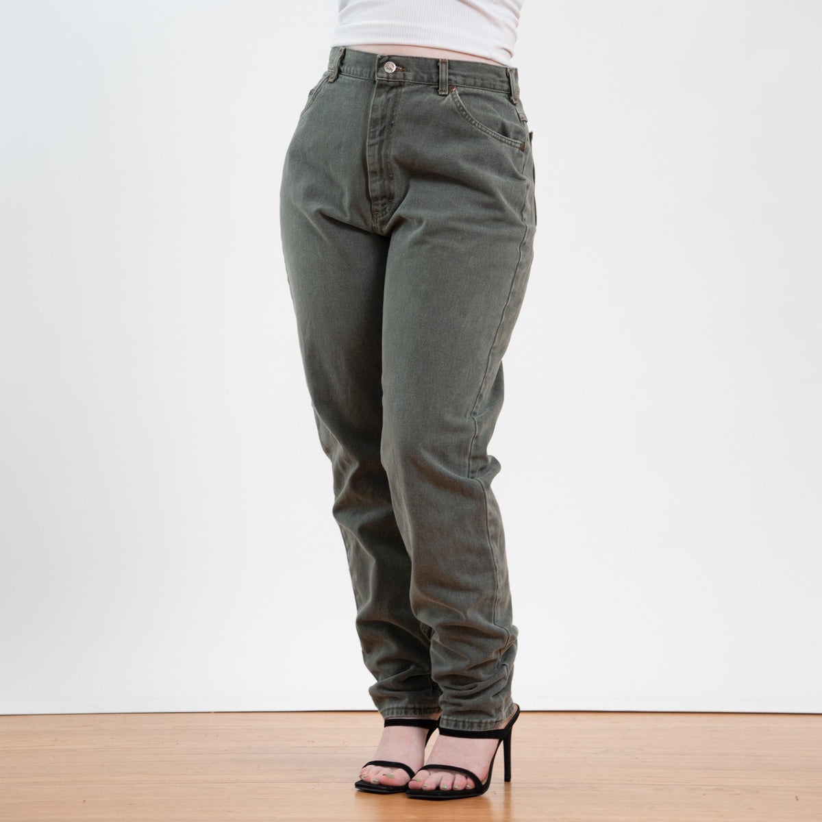 Vintage 90s Lee Dusty Olive Green Jeans - Large Tall, 32" Waist | High Waisted Denim Mom Jeans