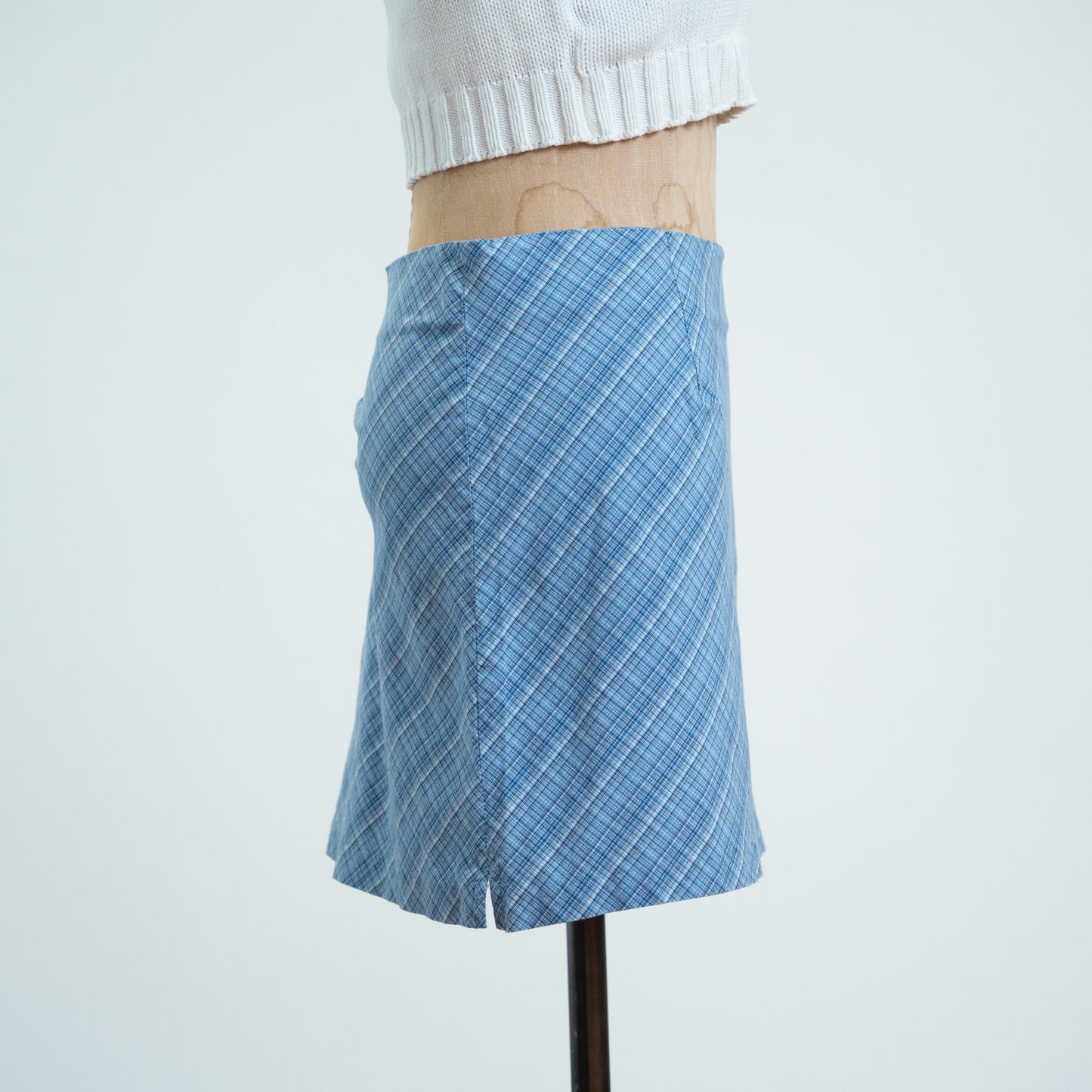 Vintage Y2K Preppy Blue Plaid Mini Skirt - Extra Large