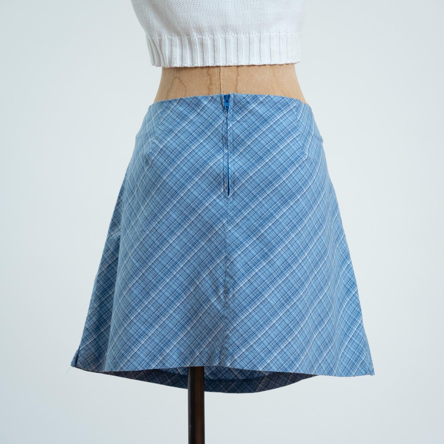 Vintage Y2K Preppy Blue Plaid Mini Skirt - Extra Large