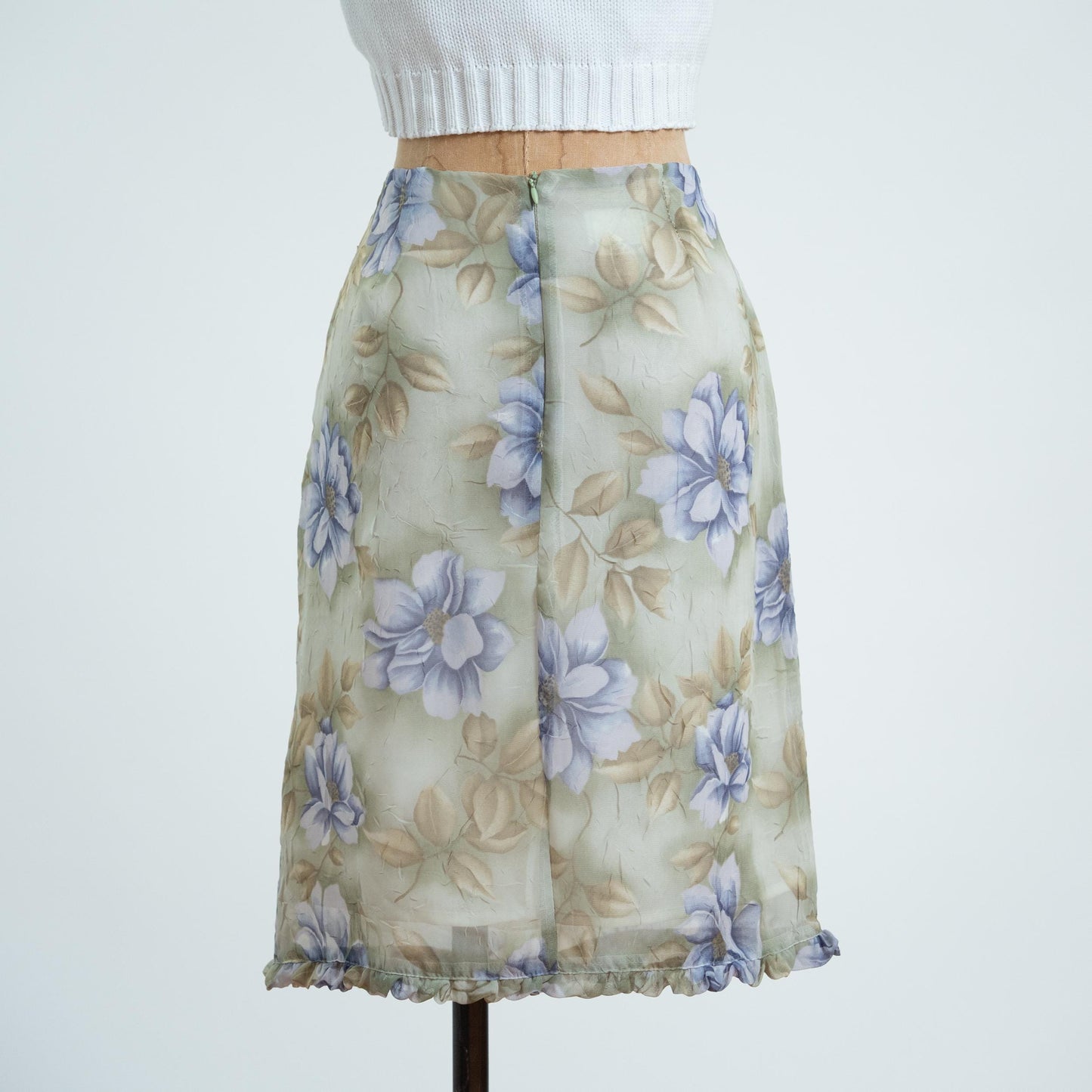 Vintage 90s Magnolia Floral Print Ruffle Hem Skirt - Medium
